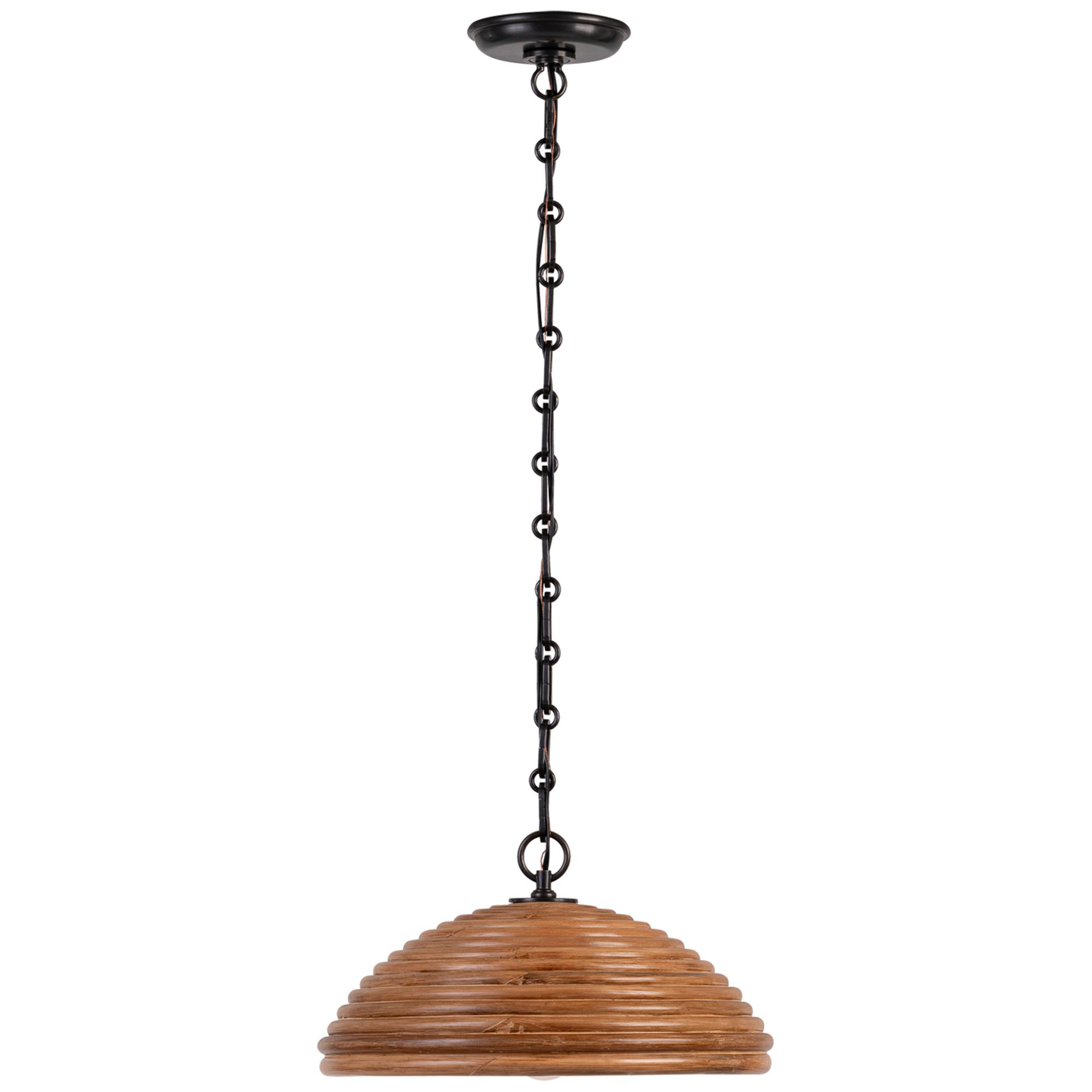 Shown in Bronze finish and Natural Rattan shade