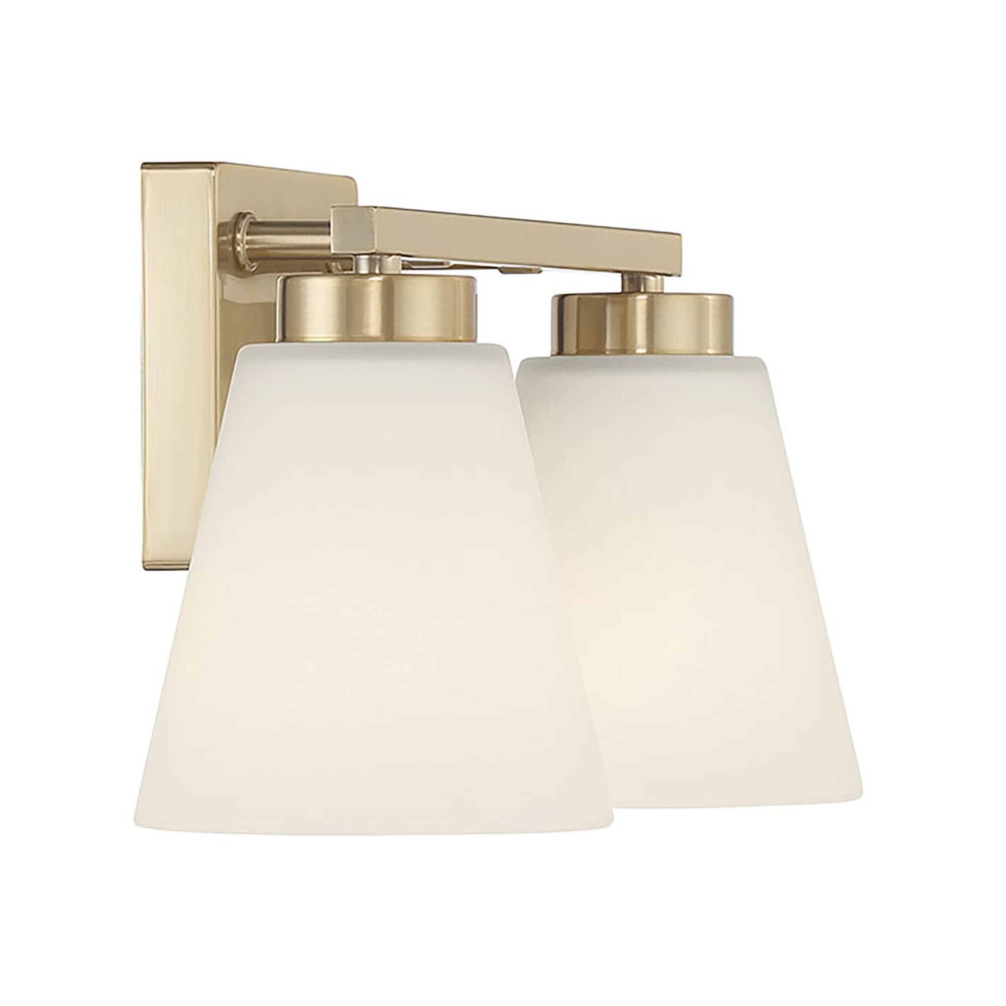 Shown in Modern Gold finish and White Frosted glass