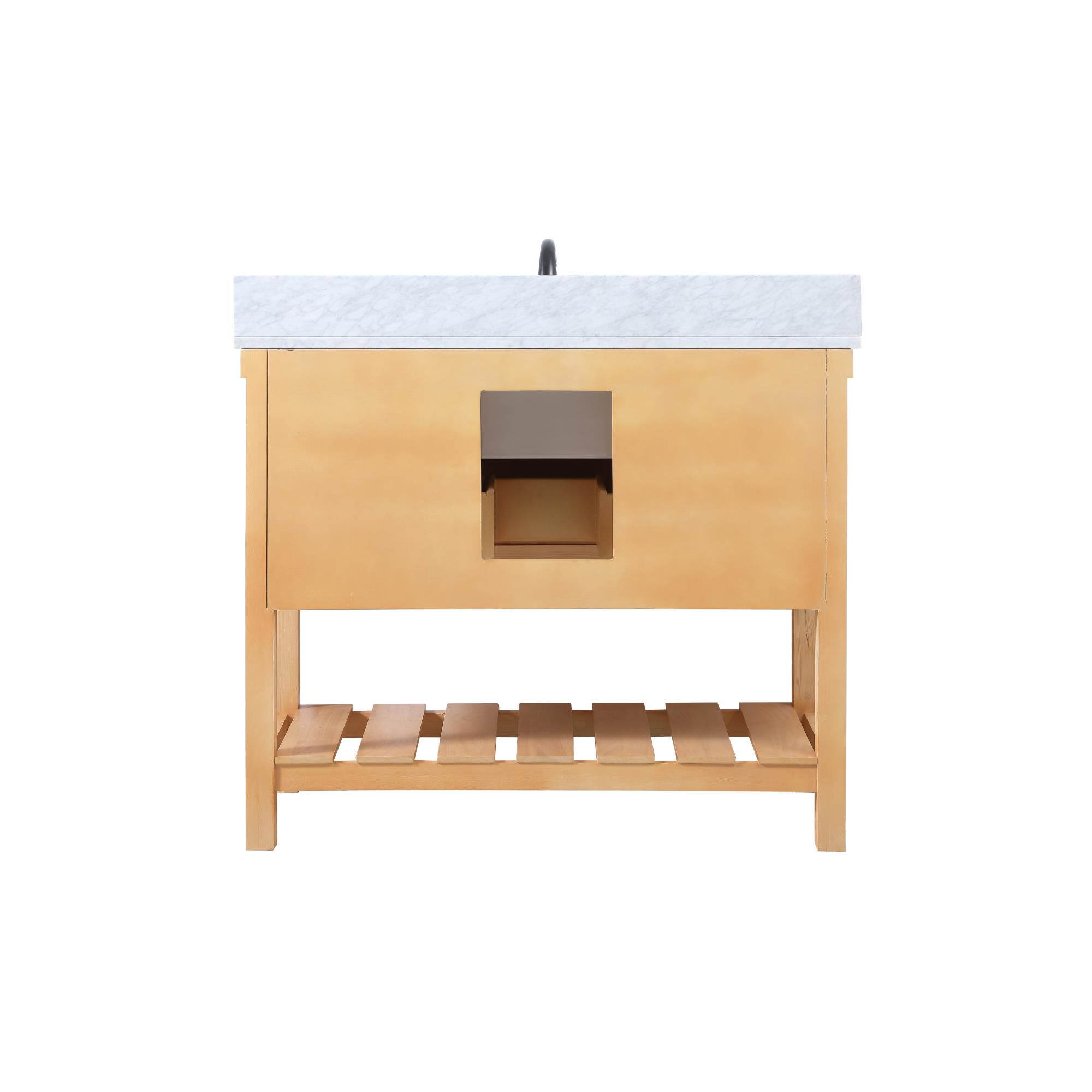 Shown in Natural Wood finish and With Backsplash accent