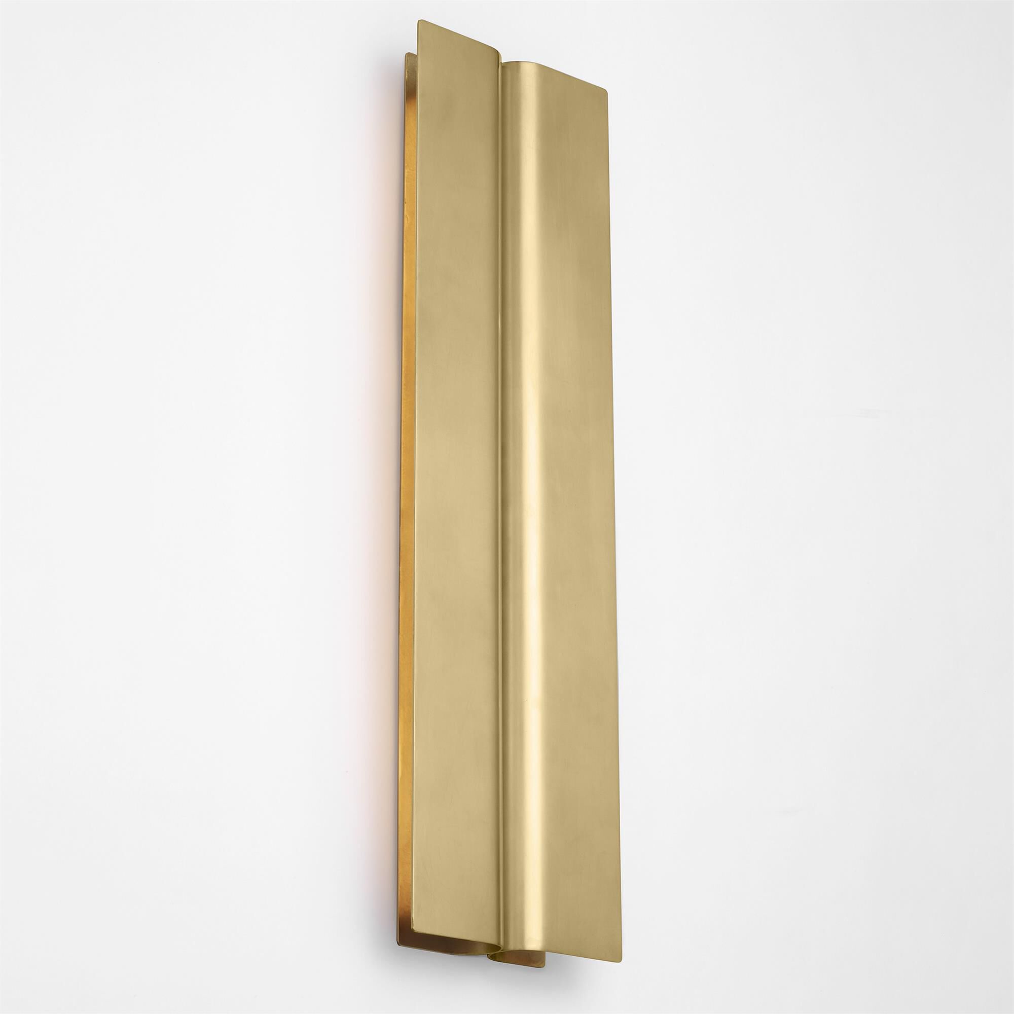 Shown in Hand-Rubbed Antique Brass finish and Brass shade