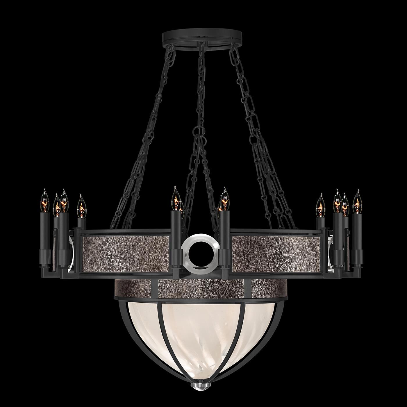 Shown in Black Iron and Nickel  finish and Pebble accent