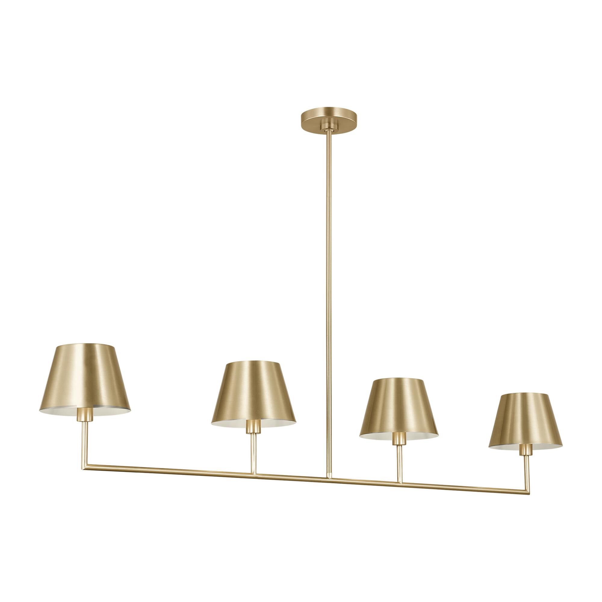 Shown in Satin Brass finish and Satin Brass shade