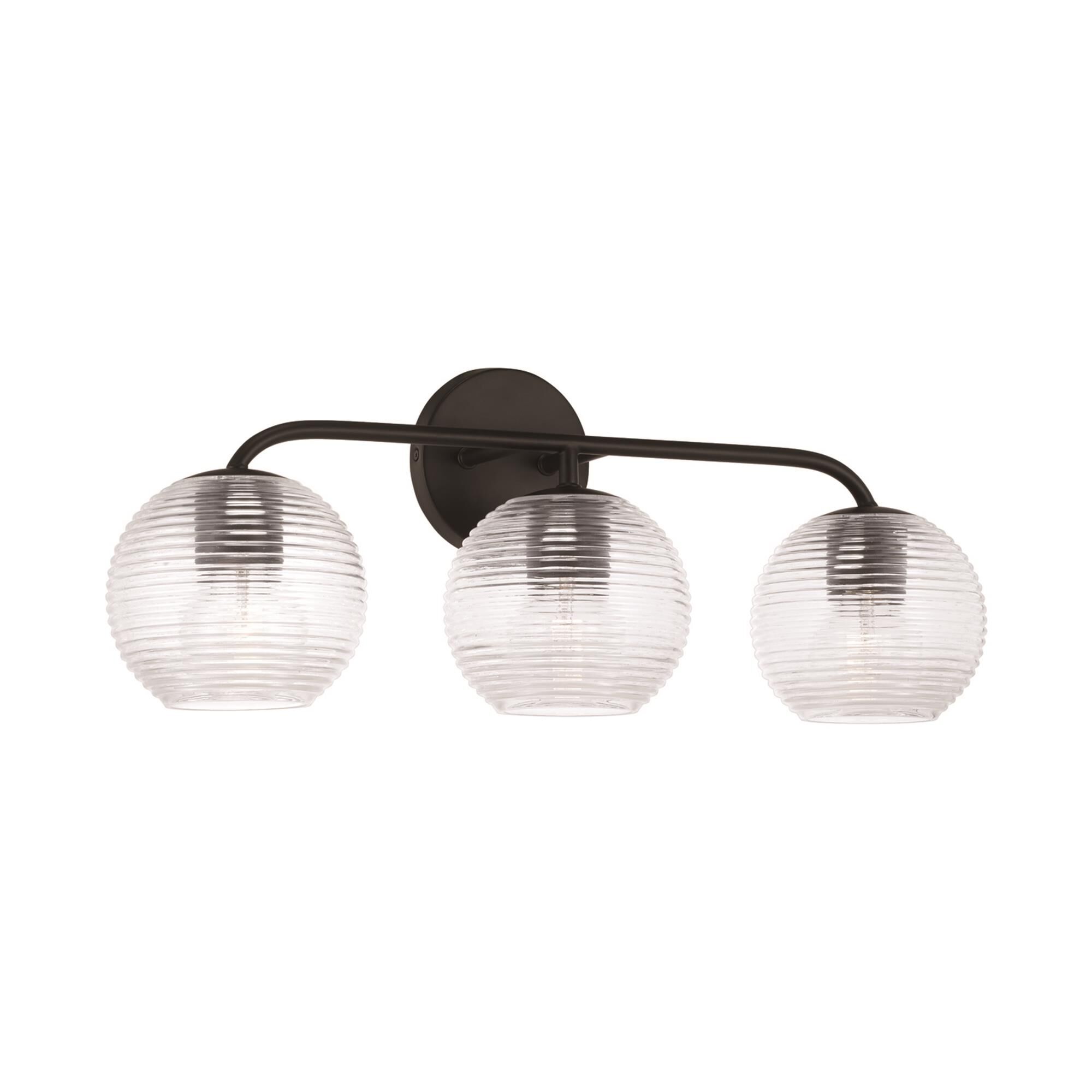 Shown in Matte Black finish and Clear Ribbed glass