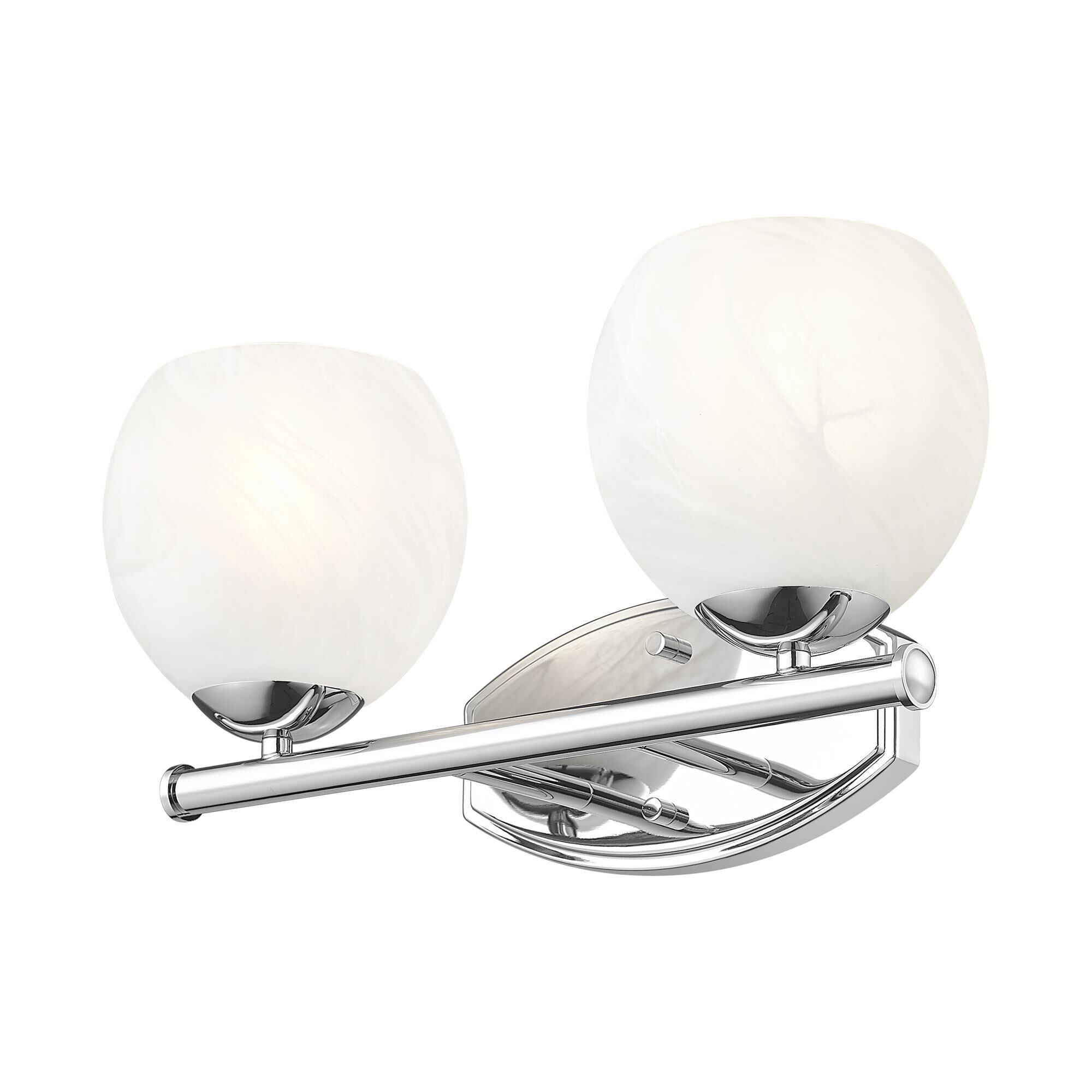 Shown in Chrome finish and Feathered White glass