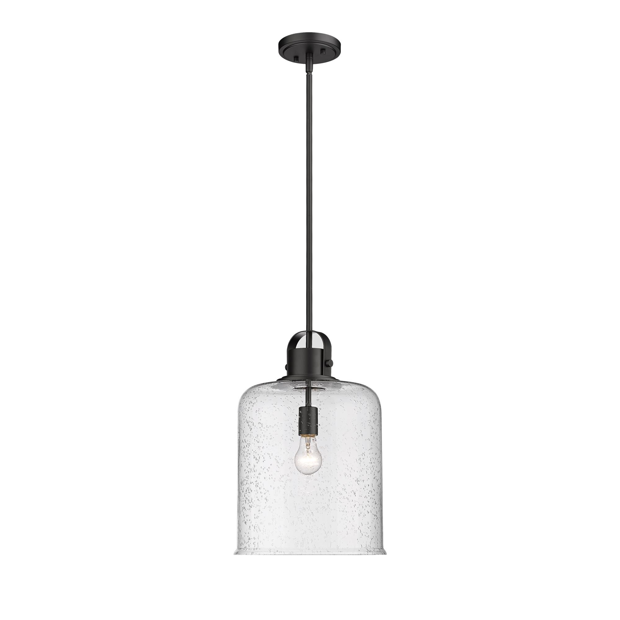 Shown in Matte Black finish and Glass shade