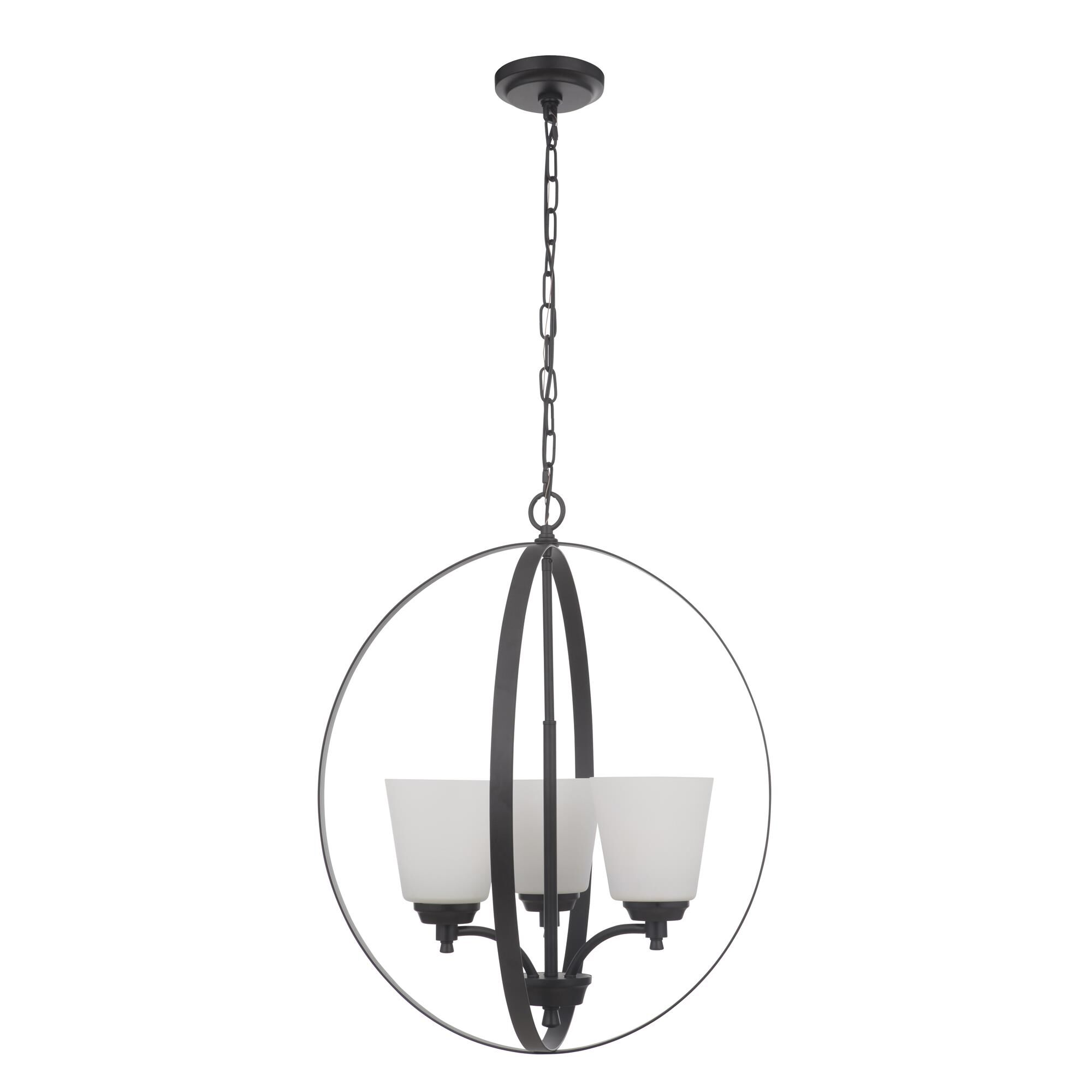 Shown in Flat Black finish and White Frosted glass and Glass shade