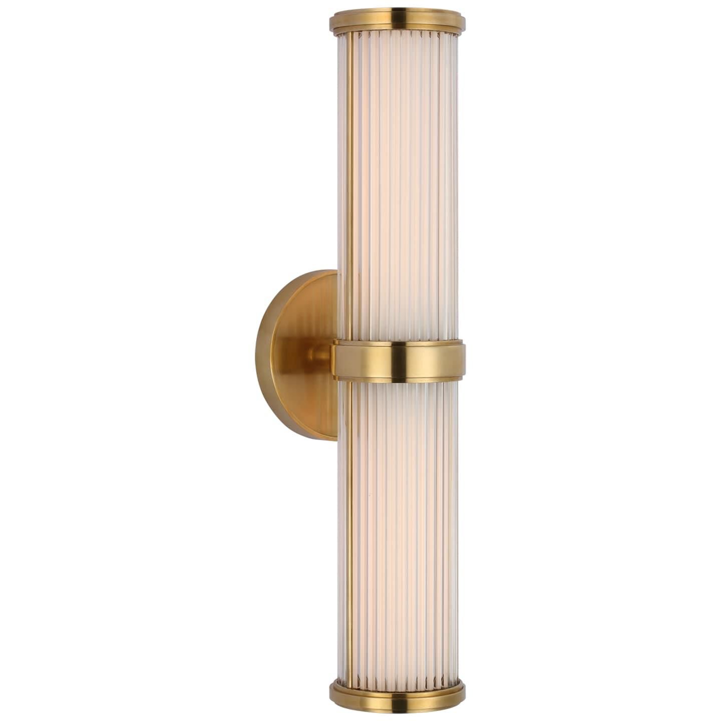 Shown in Natural Brass finish and Clear Rods glass