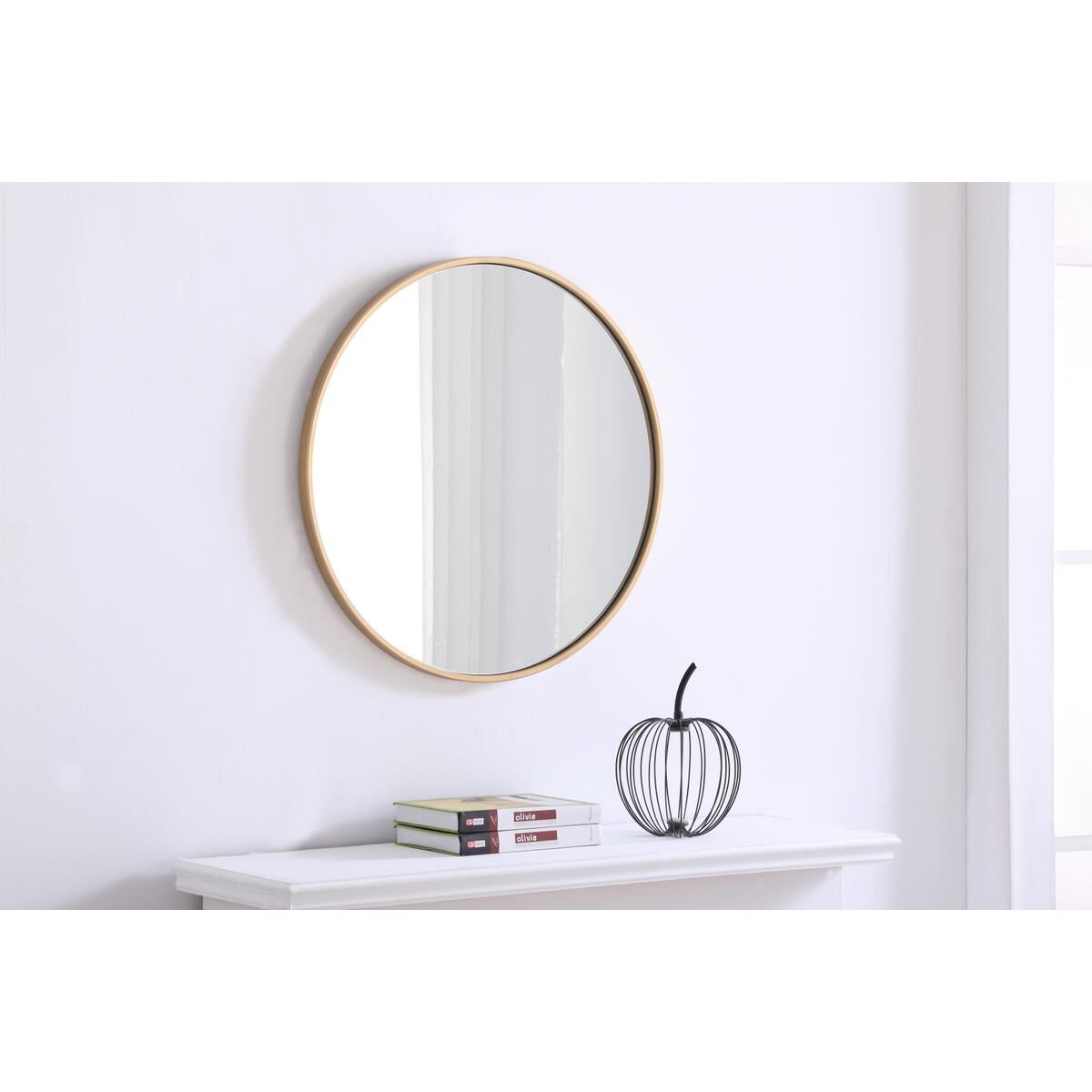 Shown in Brass finish and Clear Mirror Beveled glass
