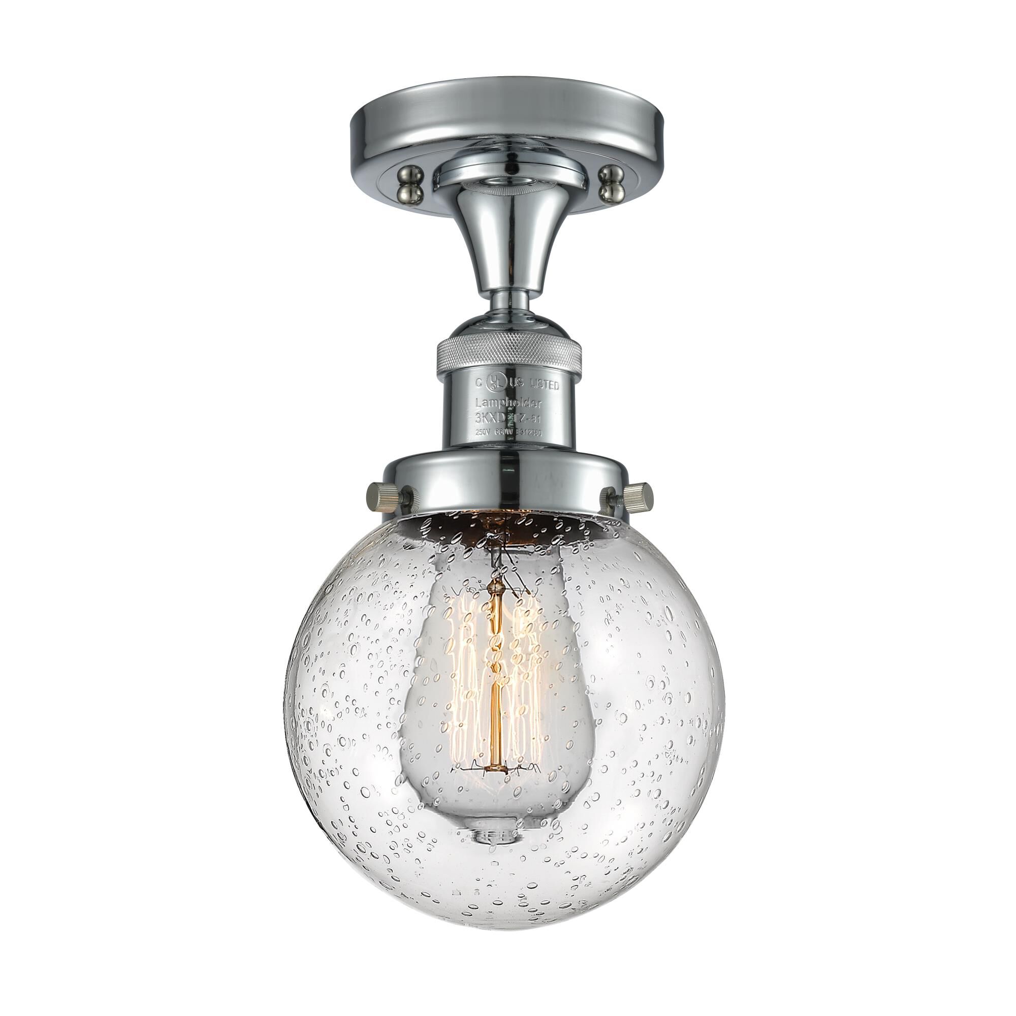 Shown in Polished Chrome finish and Seedy glass