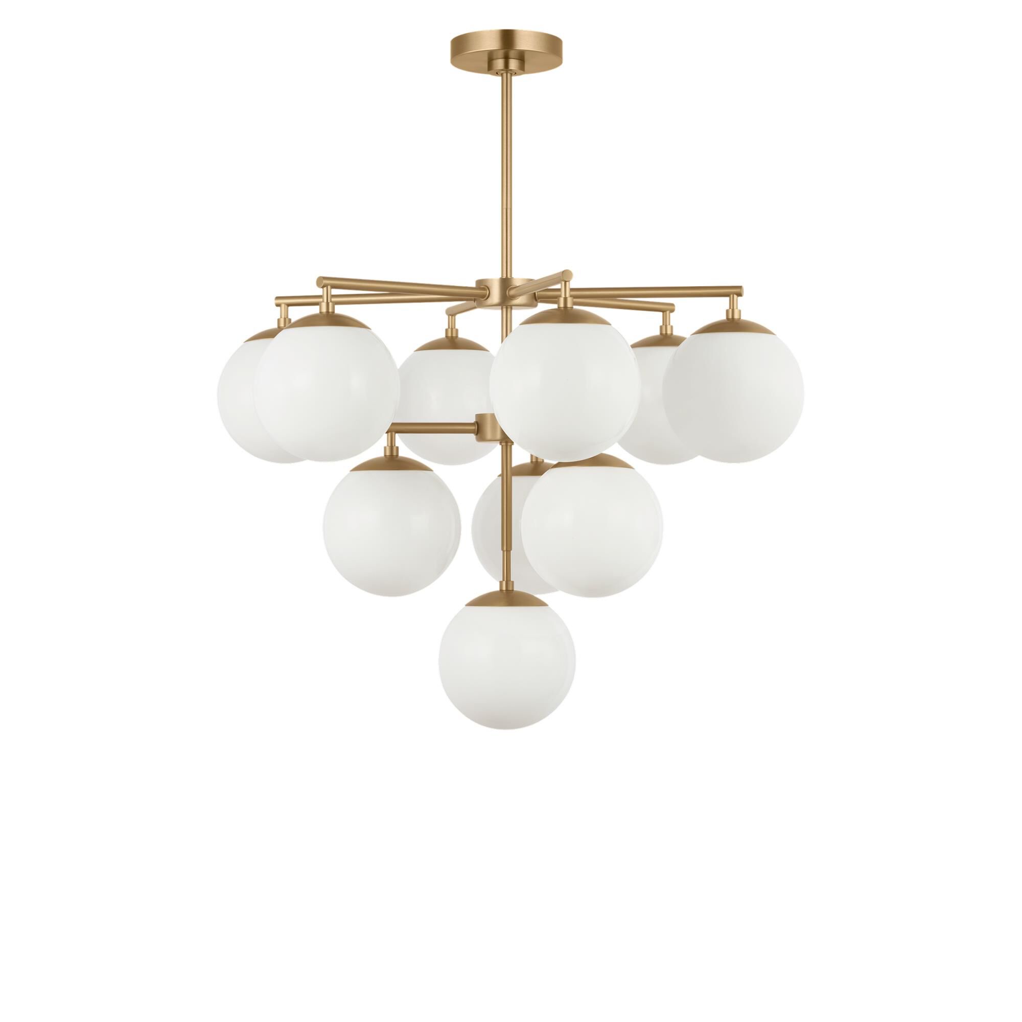 Shown in Satin Brass finish and Clear White glass