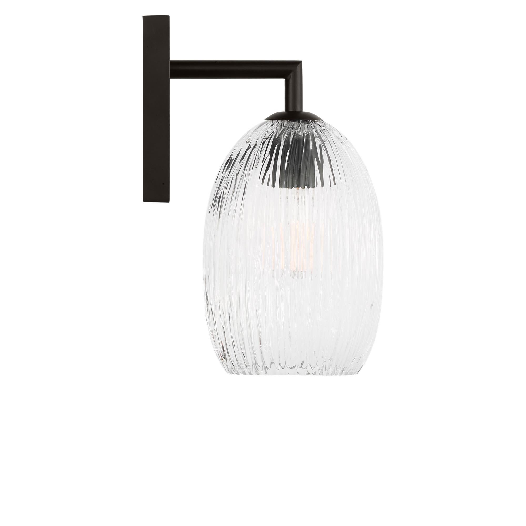 Shown in Aged Iron finish and Striped Clear glass