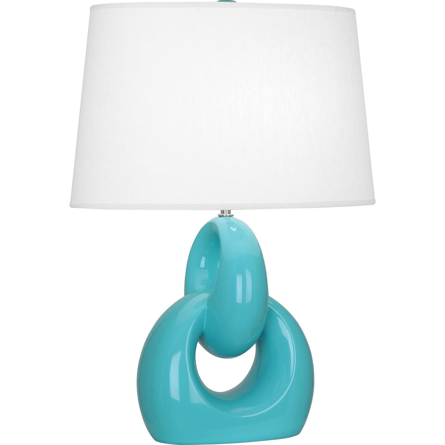 Shown in Egg Blue Glazed Ceramic With Polished Nickel Accents finish and Oval Oyster Linen shade