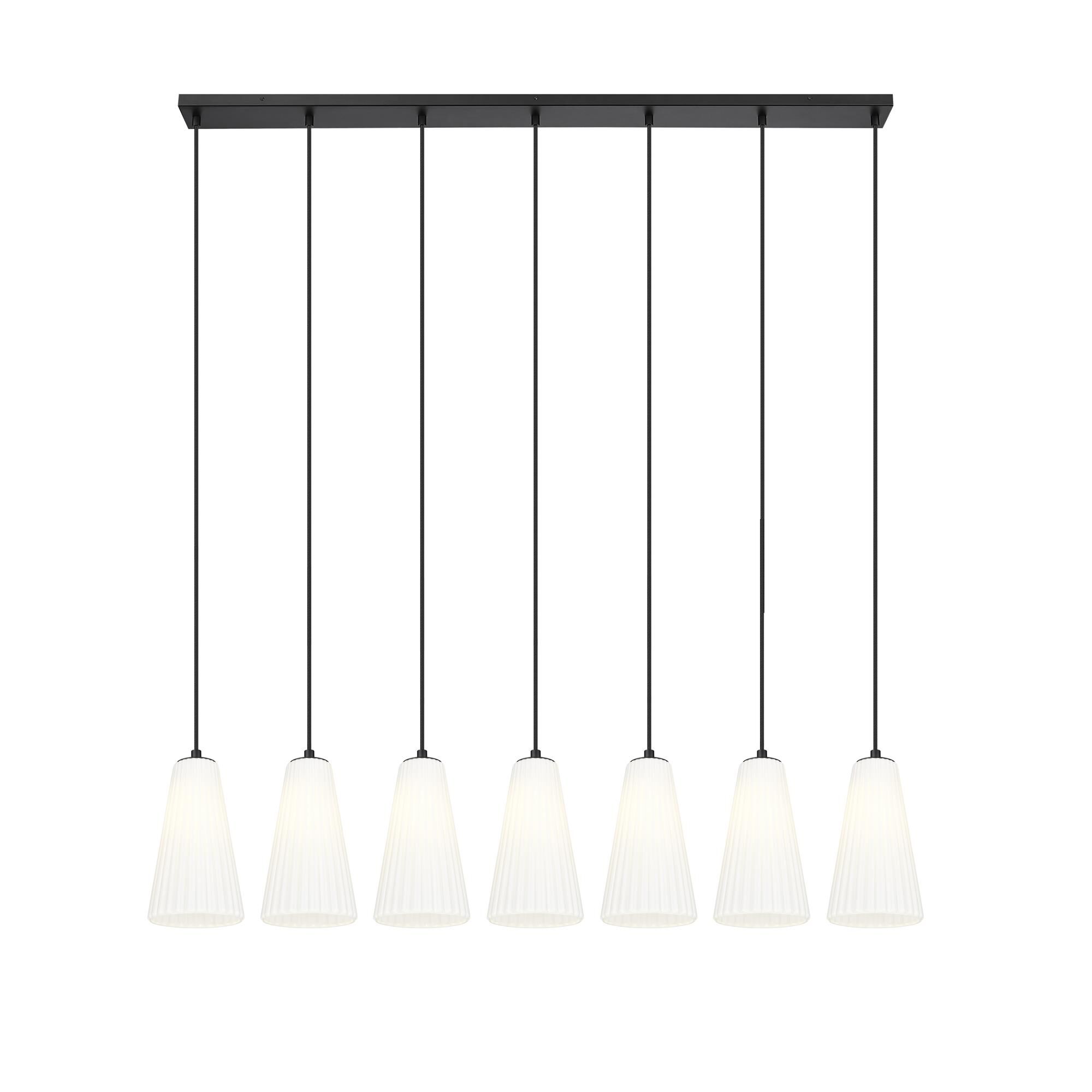 Shown in Matte Black finish and White glass and White shade