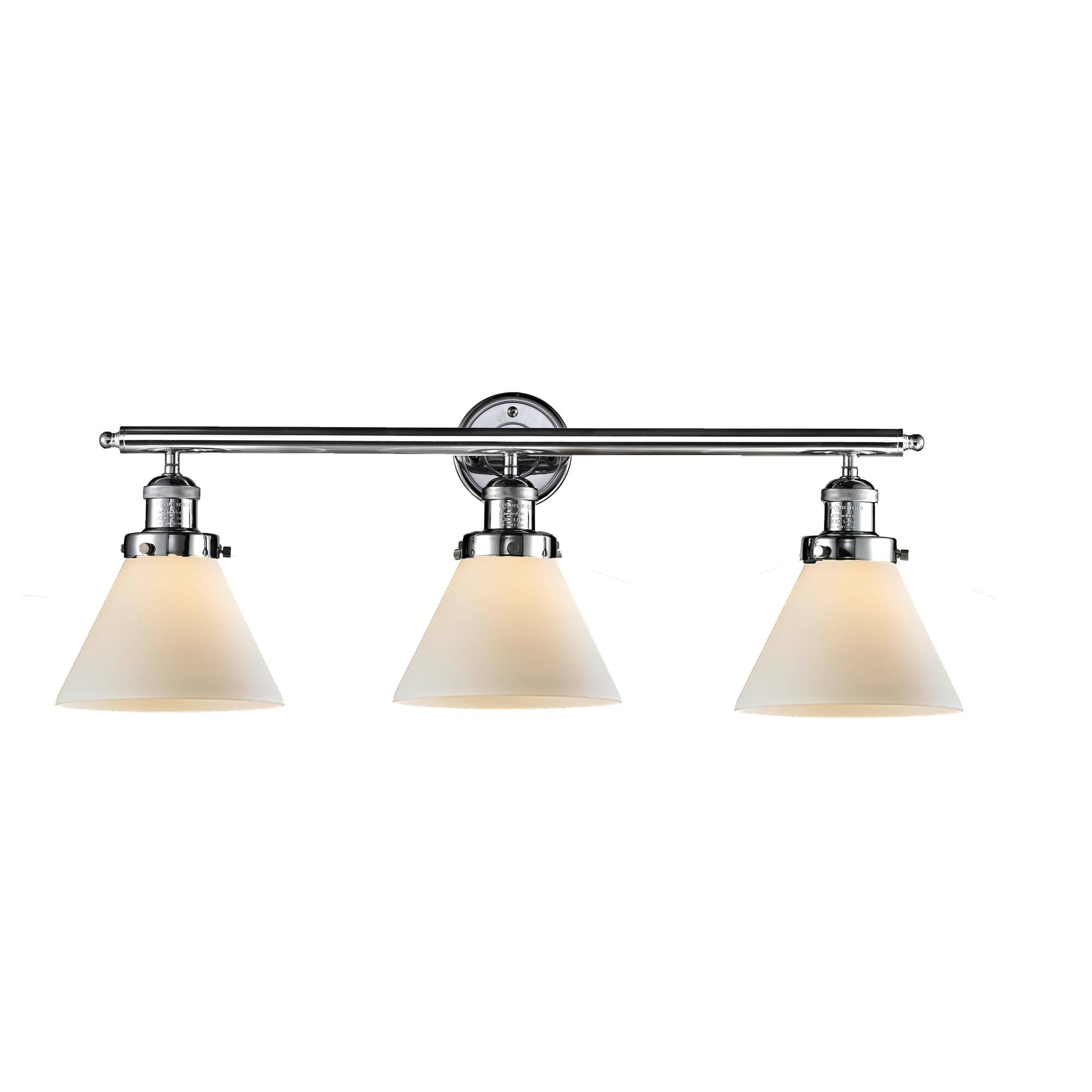 Shown in Polished Chrome finish and Matte White Cased glass