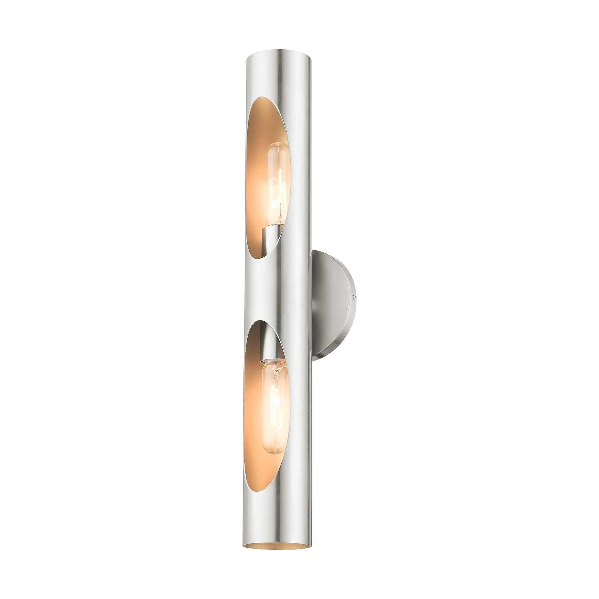 Shown in Brushed Nickel finish and Hand Welded Brushed Nickel  With Gold Finish Inside shade