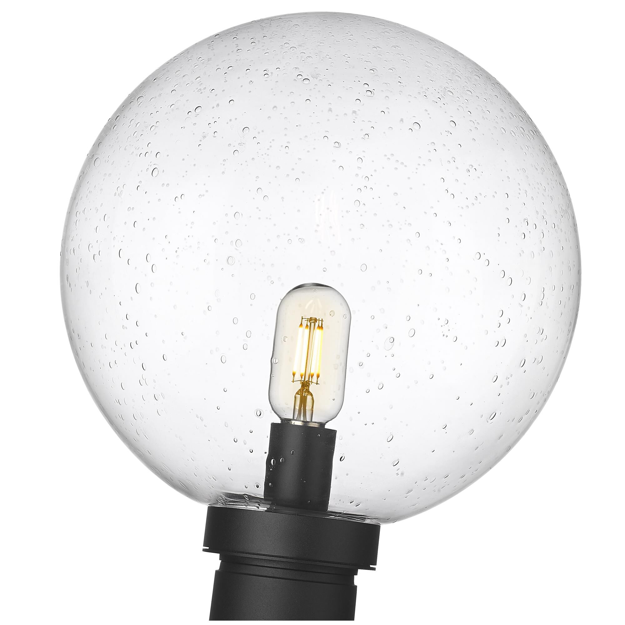 Shown in Black finish and Clear Seedy glass