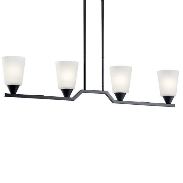 Shown in Black finish and Satin Etched glass