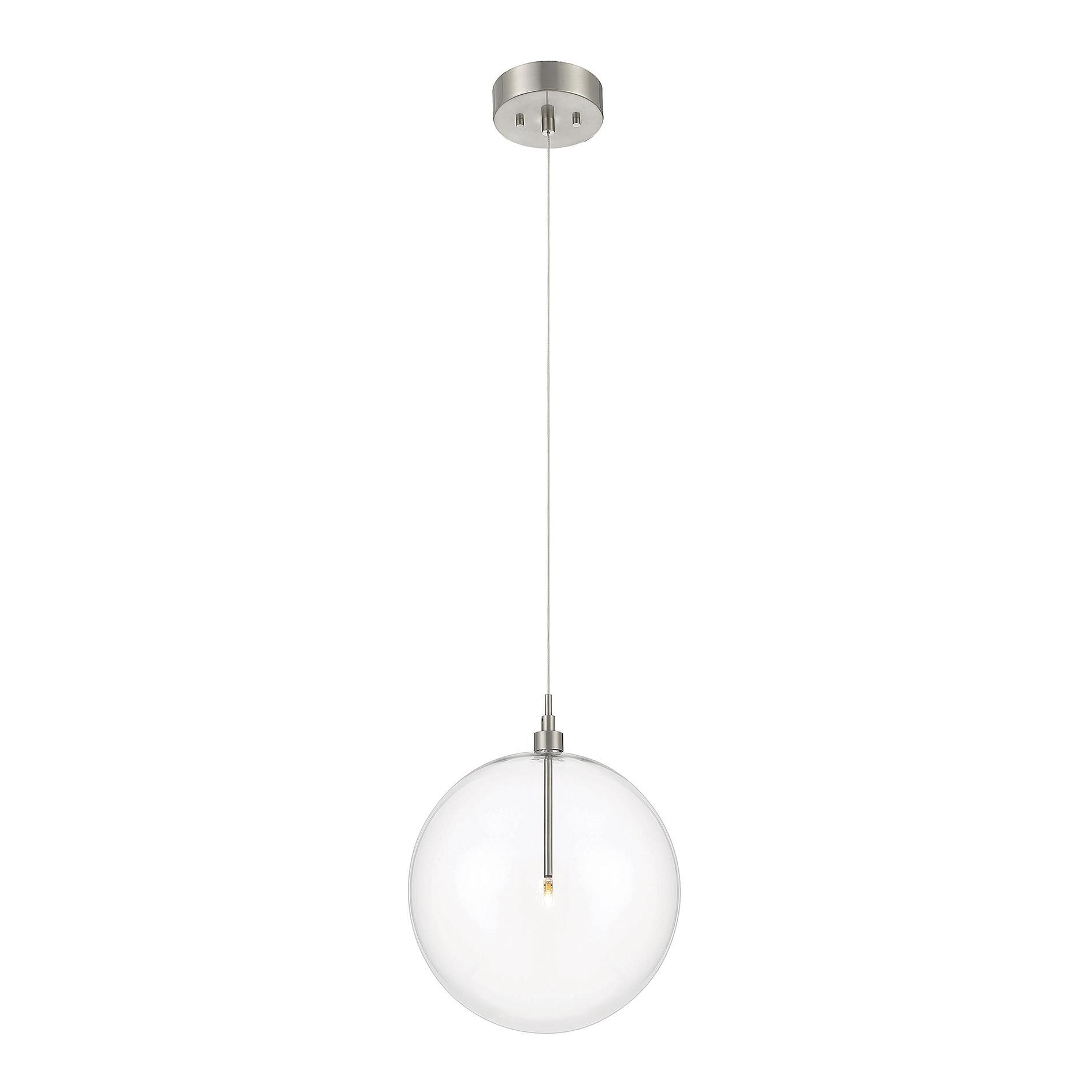 Shown in Brushed Nickel finish and Clear glass