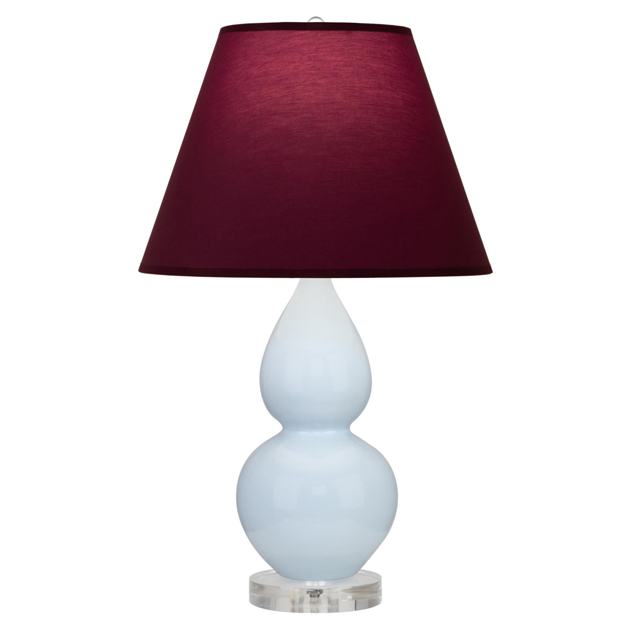 Shown in Baby Blue finish and Plum and Lavender shade and Lucite accent