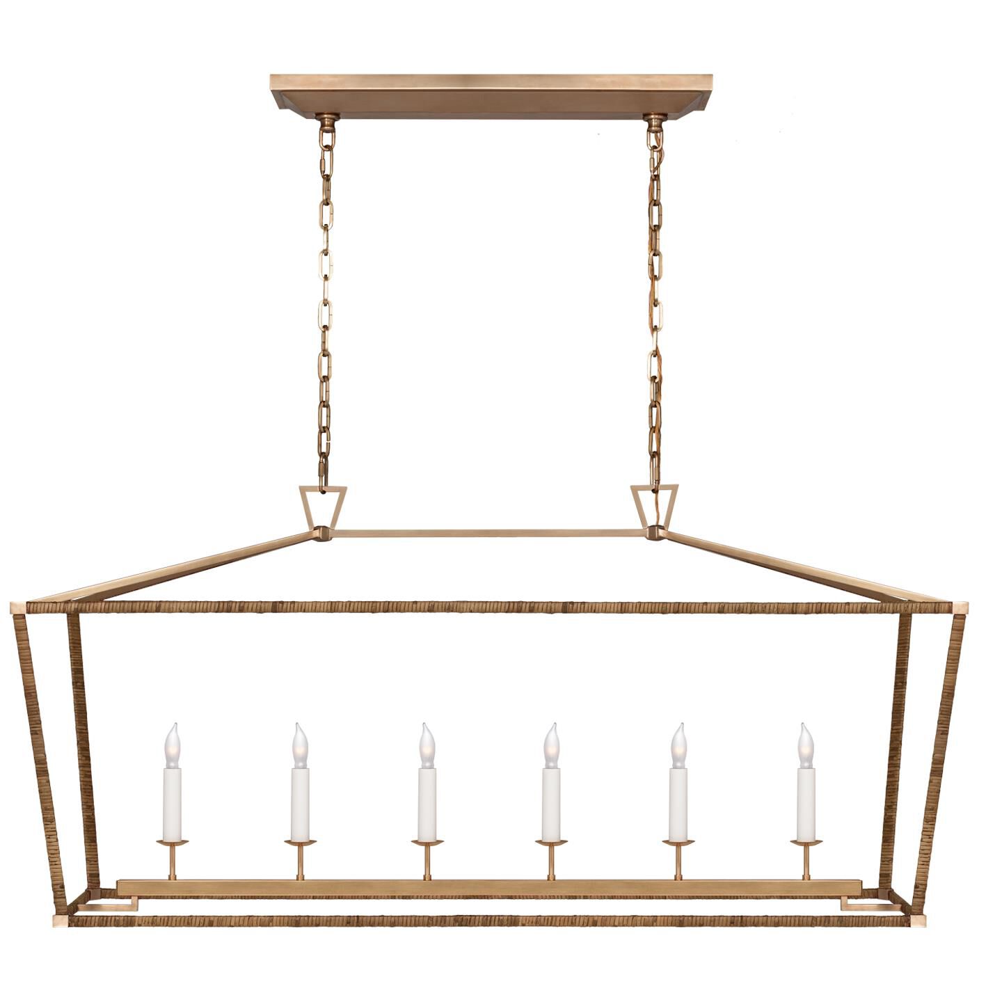Shown in Antique-Burnished Brass and Natural Rattan finish