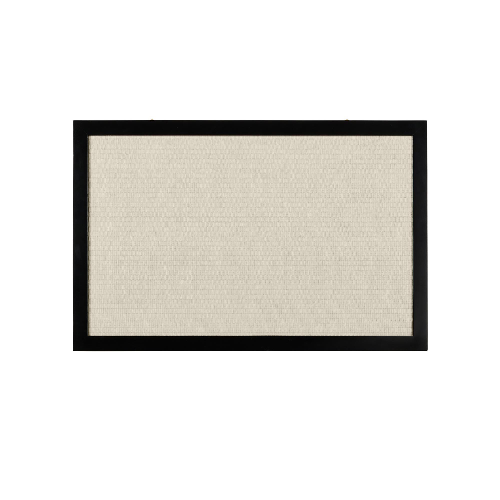 Shown in Ivory/Black/Brushed Brass/Natural/Dusty Blue/Clear finish