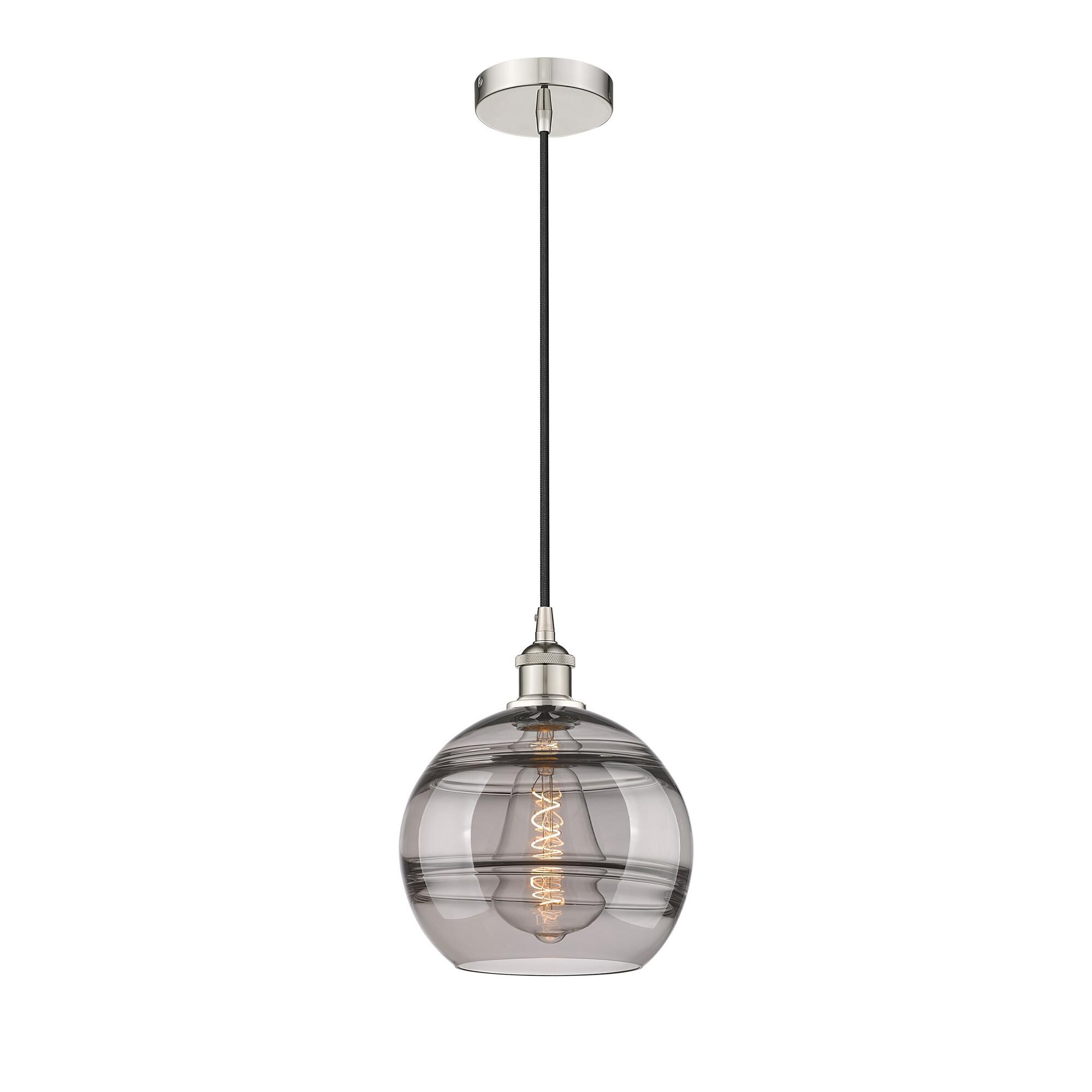 Shown in Polished Nickel finish and Light Smoke glass