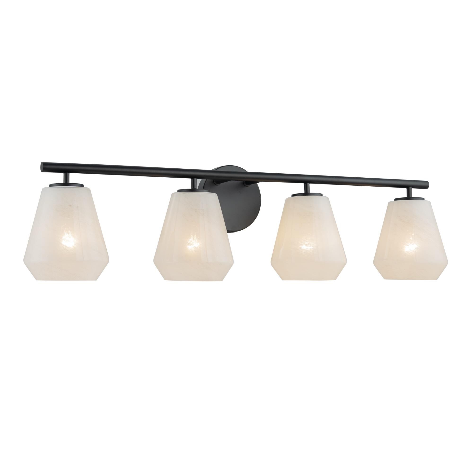 Shown in Black finish and Wispy White glass