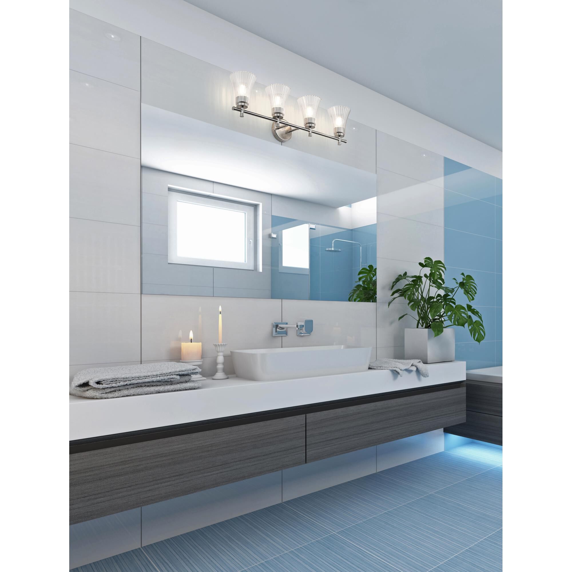 Shown in Brushed Nickel finish and Clear glass and Clear shade