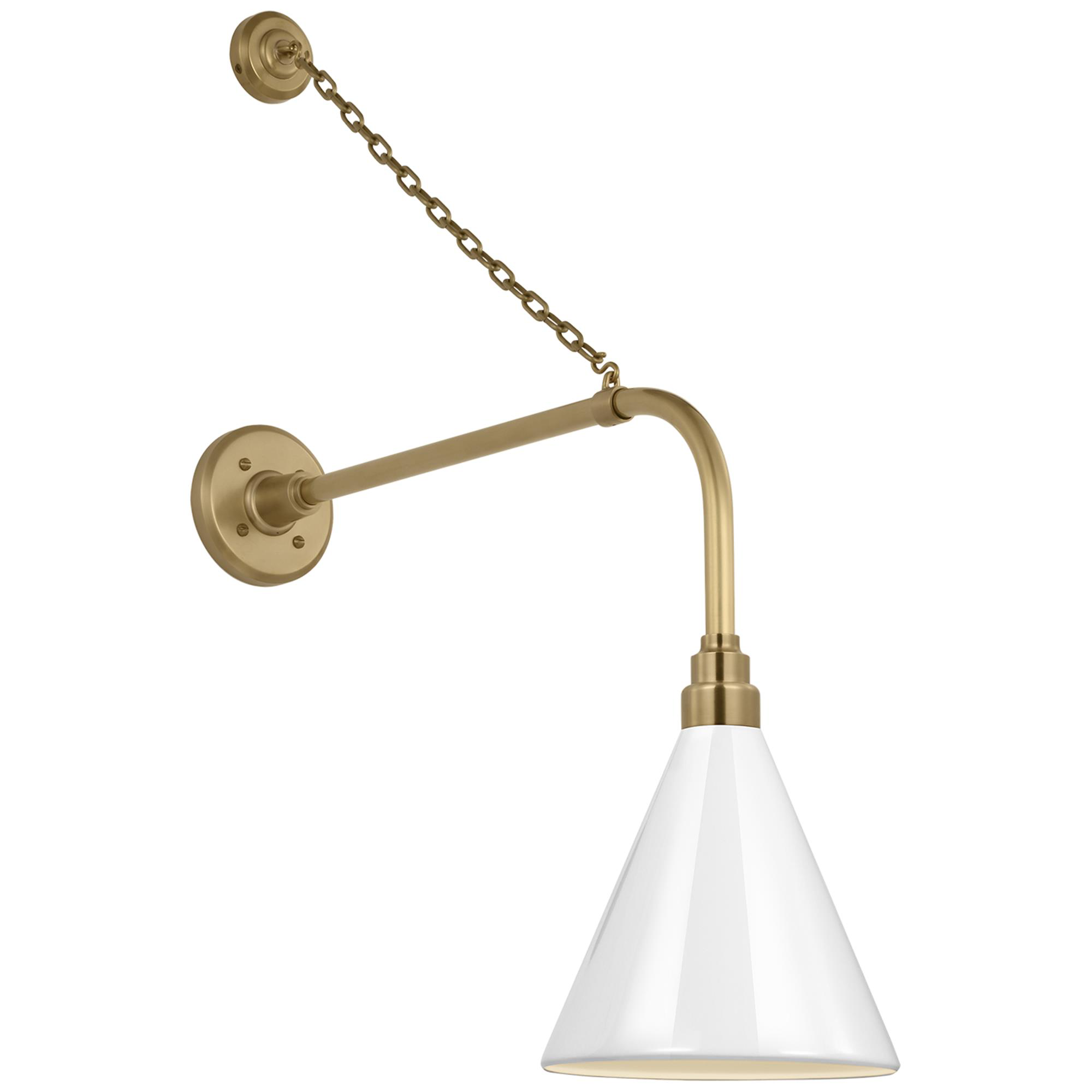 Shown in Hand-Rubbed Antique Brass finish and White Conical Savannah shade