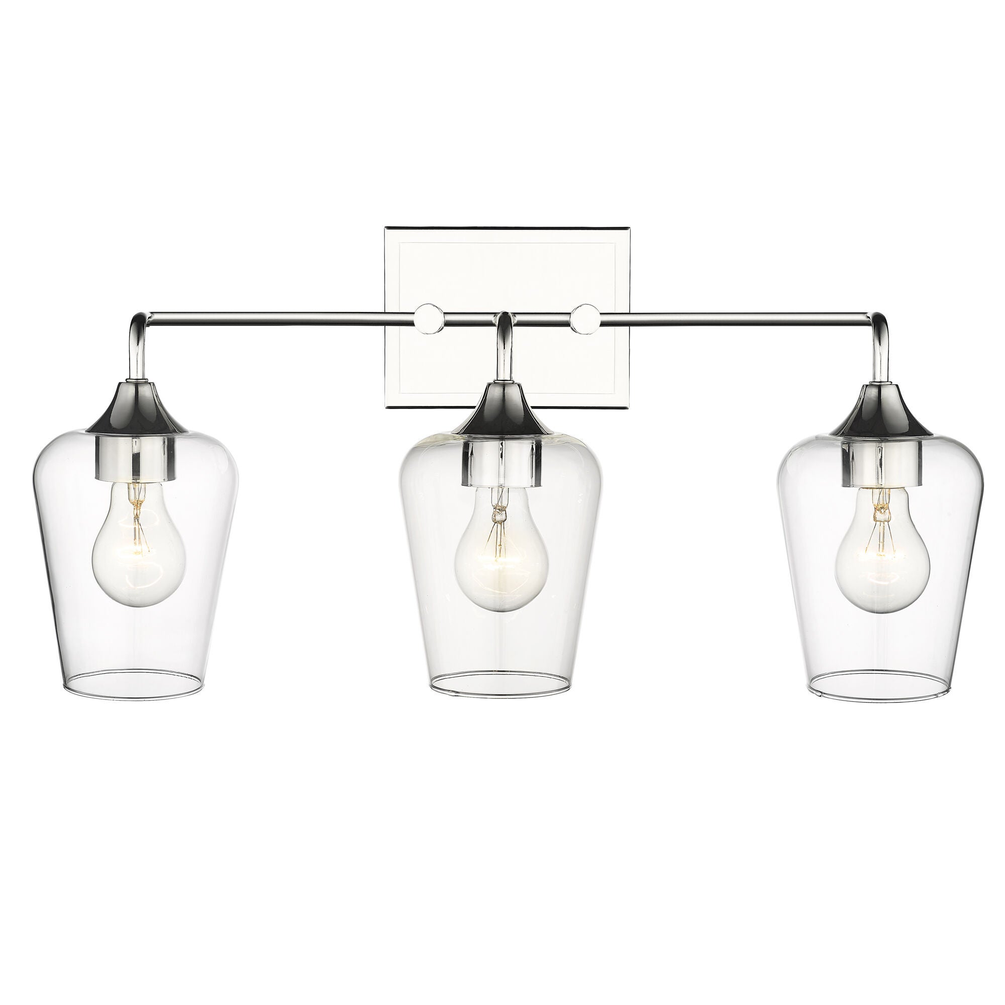Shown in Polished Nickel finish and Clear Glass shade