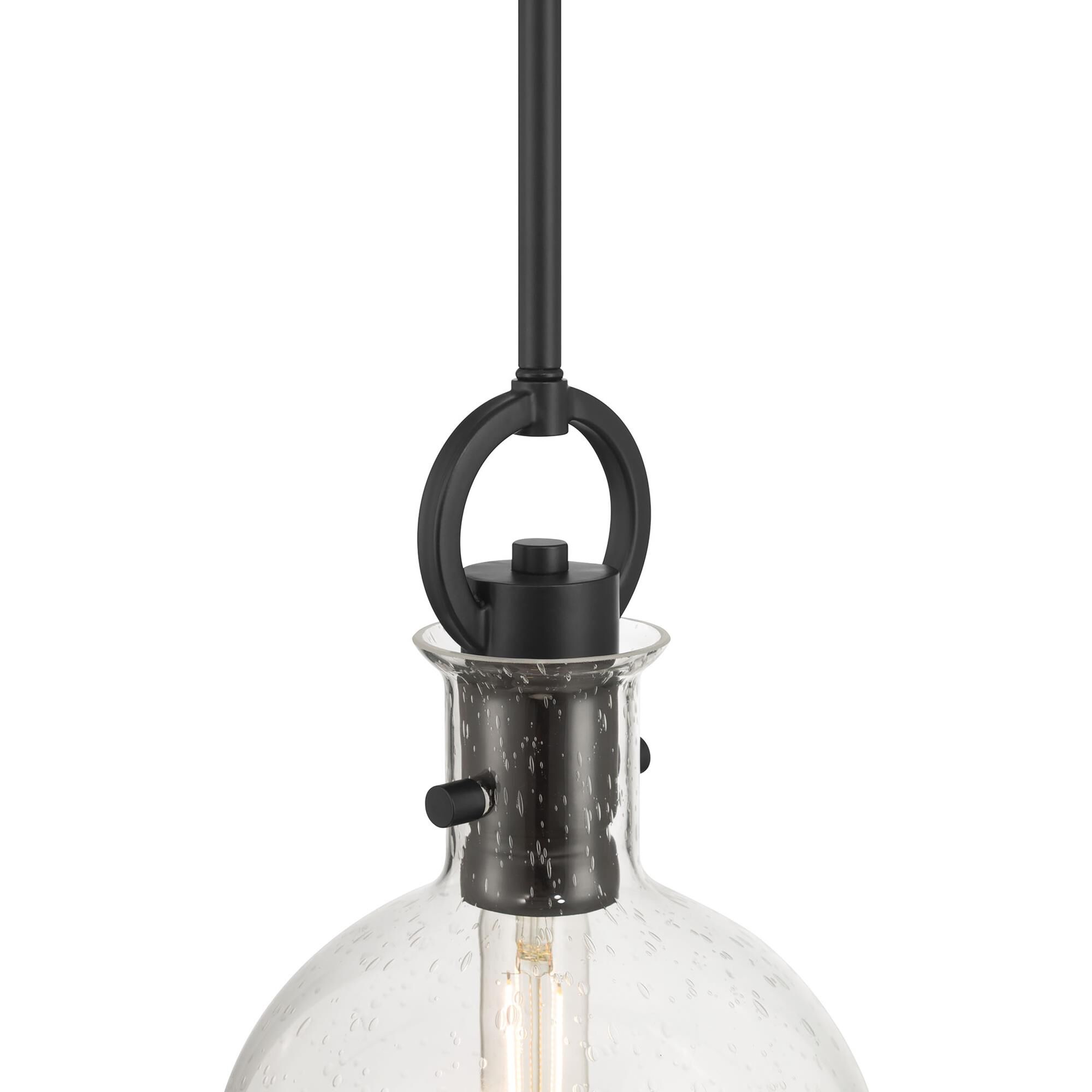 Shown in Matte Black finish and Clear Seeded glass