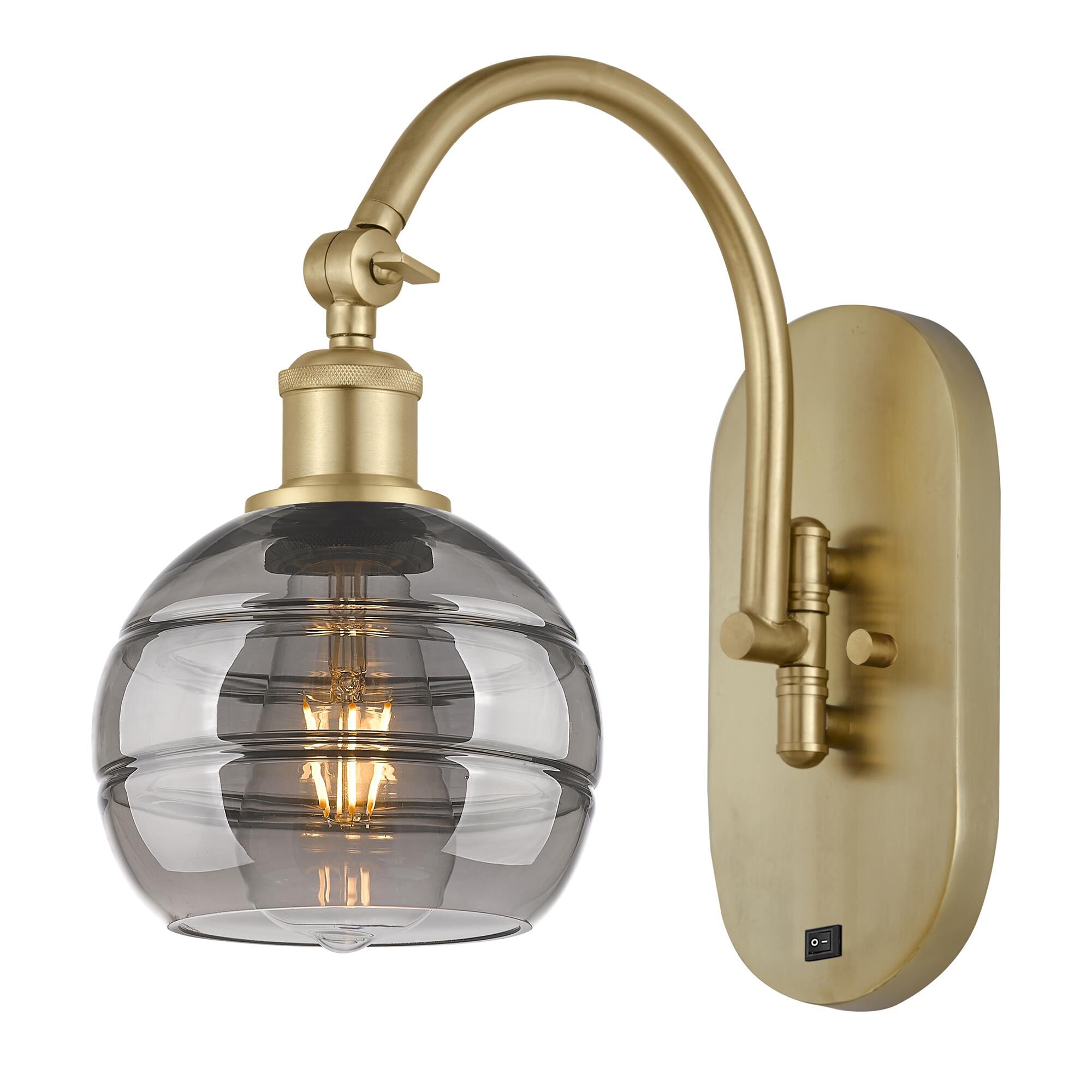 Shown in Satin Gold finish and Light Smoke glass