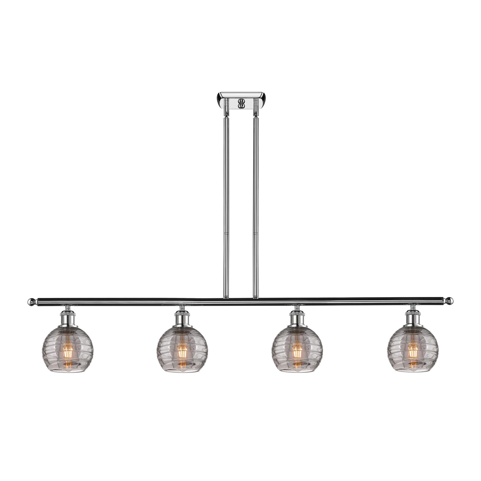 Shown in Polished Chrome finish and Light Smoke Deco Swirl glass