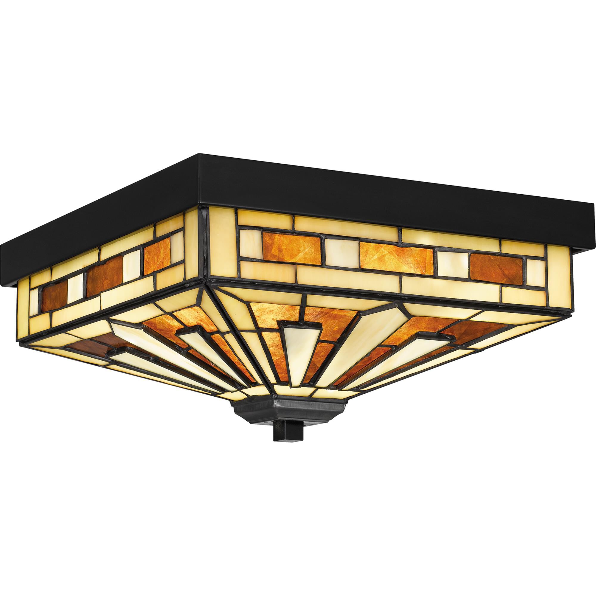 Shown in Matte Black finish and Multicolor Art Glass shade