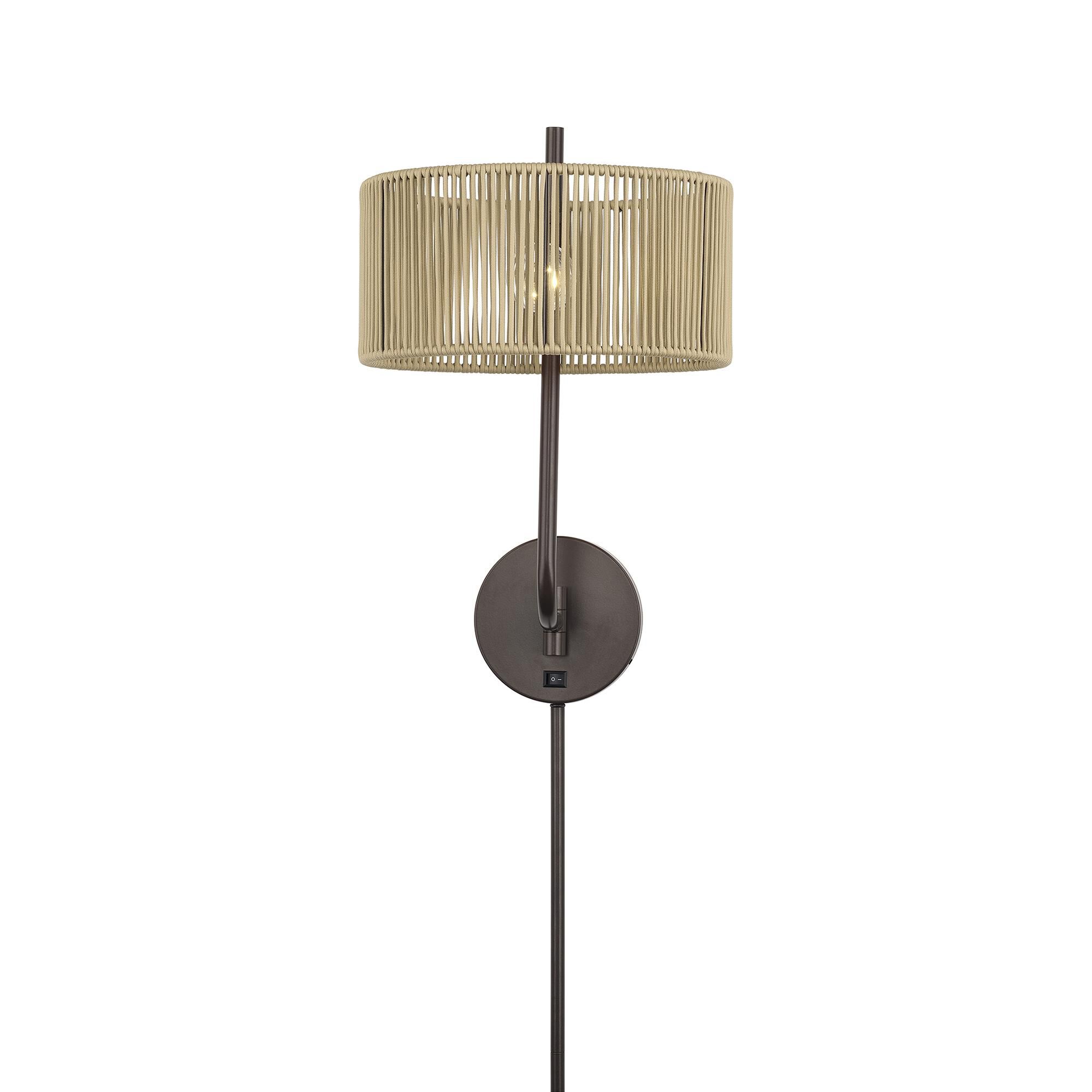 Shown in English Bronze finish and Hand-Woven Venetian Gold Color Polyester Rope shade