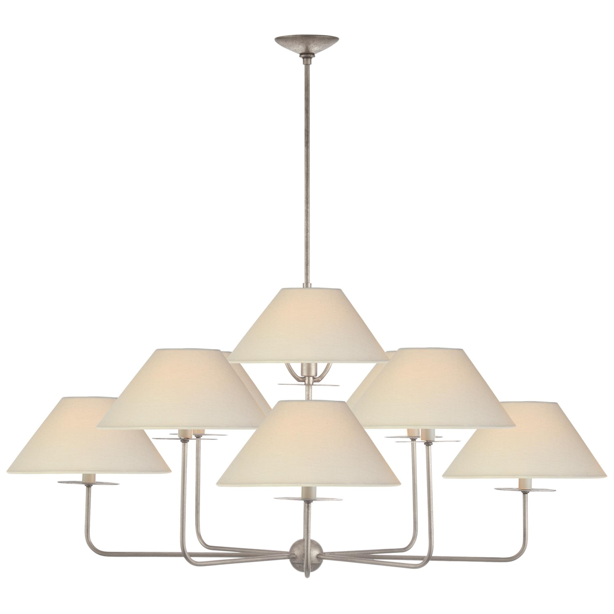 Shown in Burnished Silver Leaf finish and Linen shade