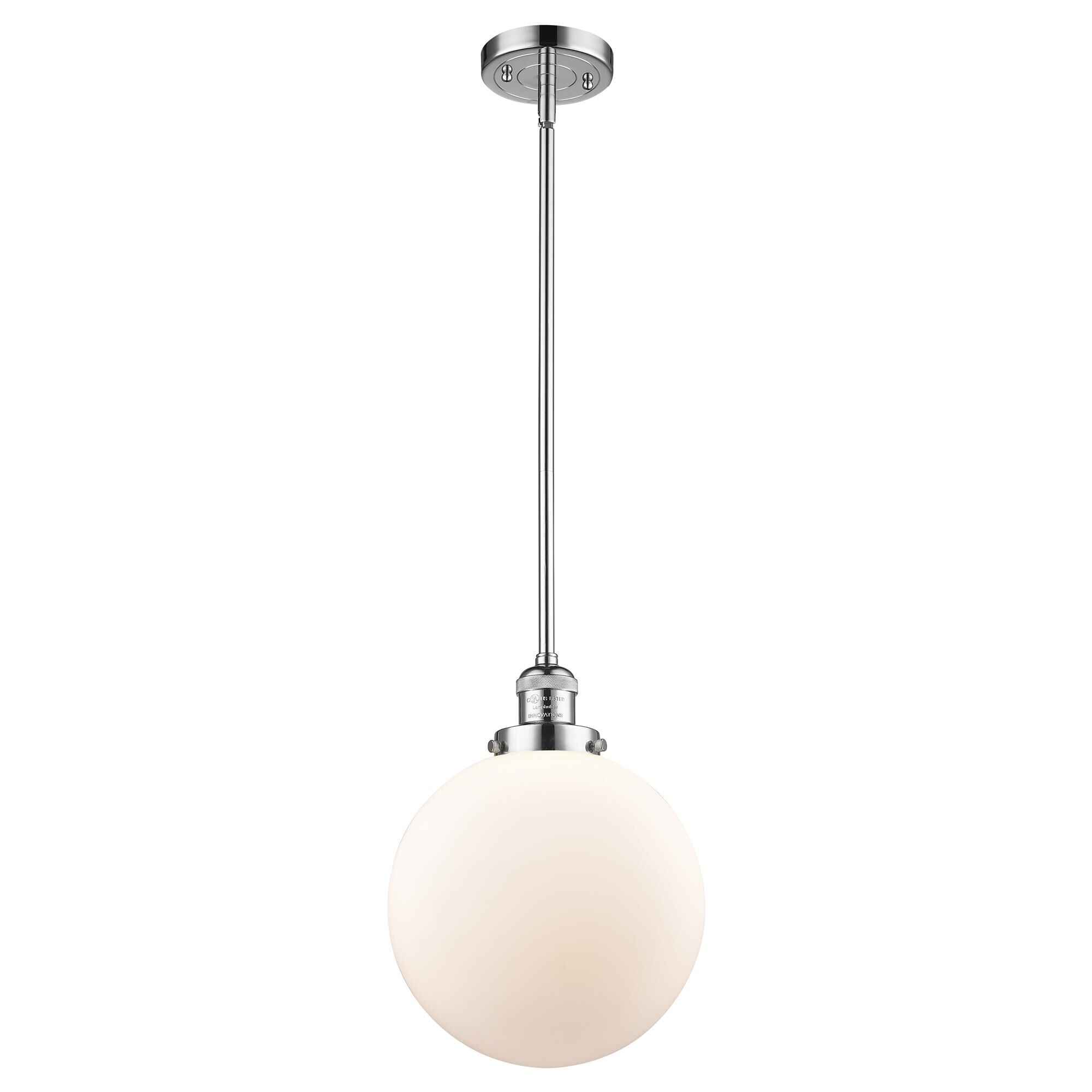 Shown in Polished Chrome finish and Matte White Cased glass