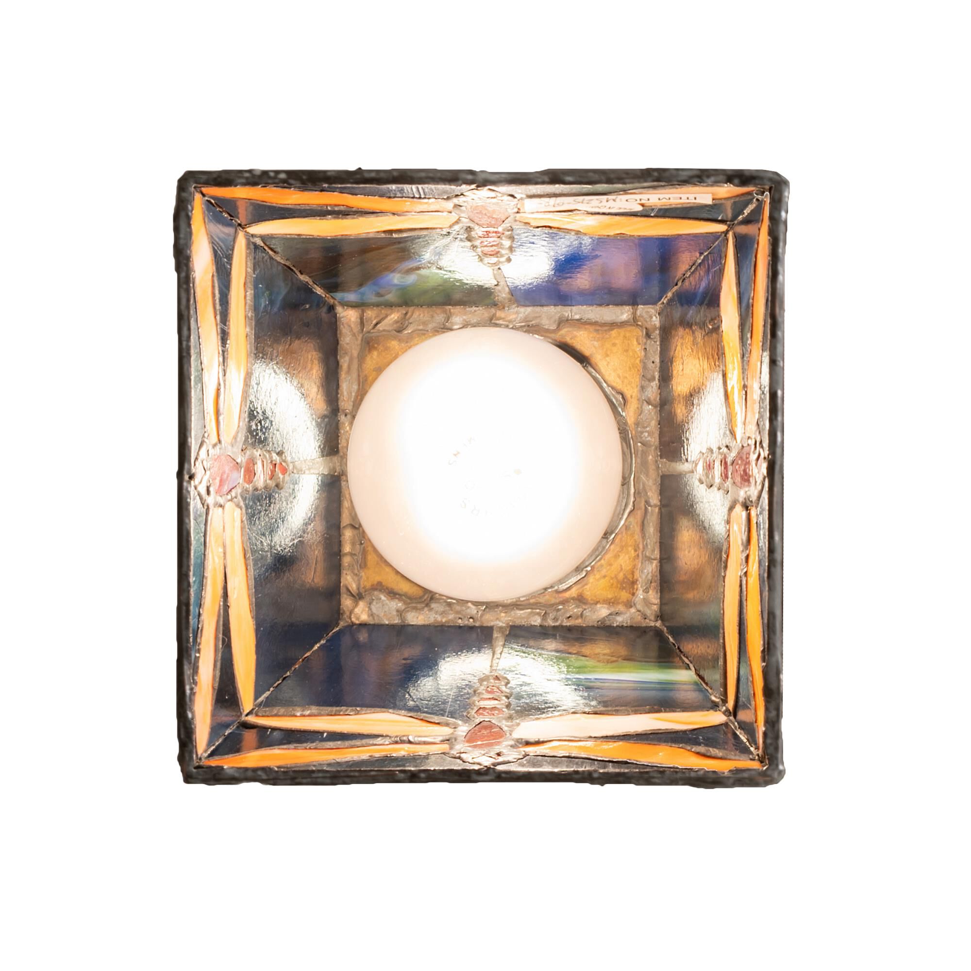 Shown in Mahogany Bronze finish and Ruby;Blue glass