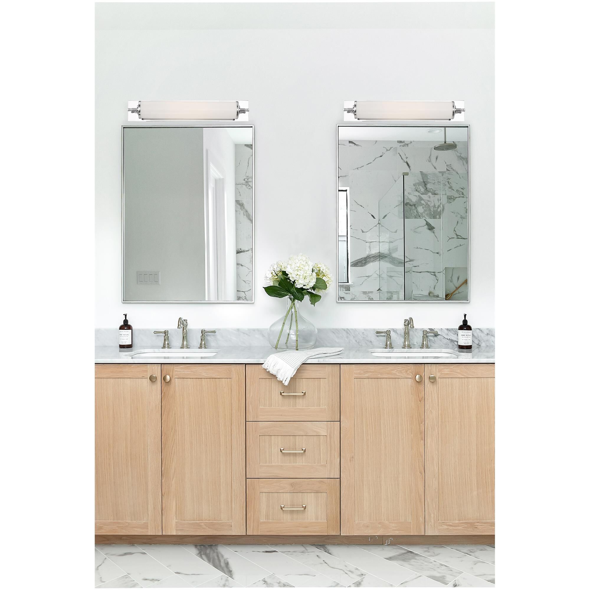 Shown in Polished Chrome finish and White Glass glass and White shade
