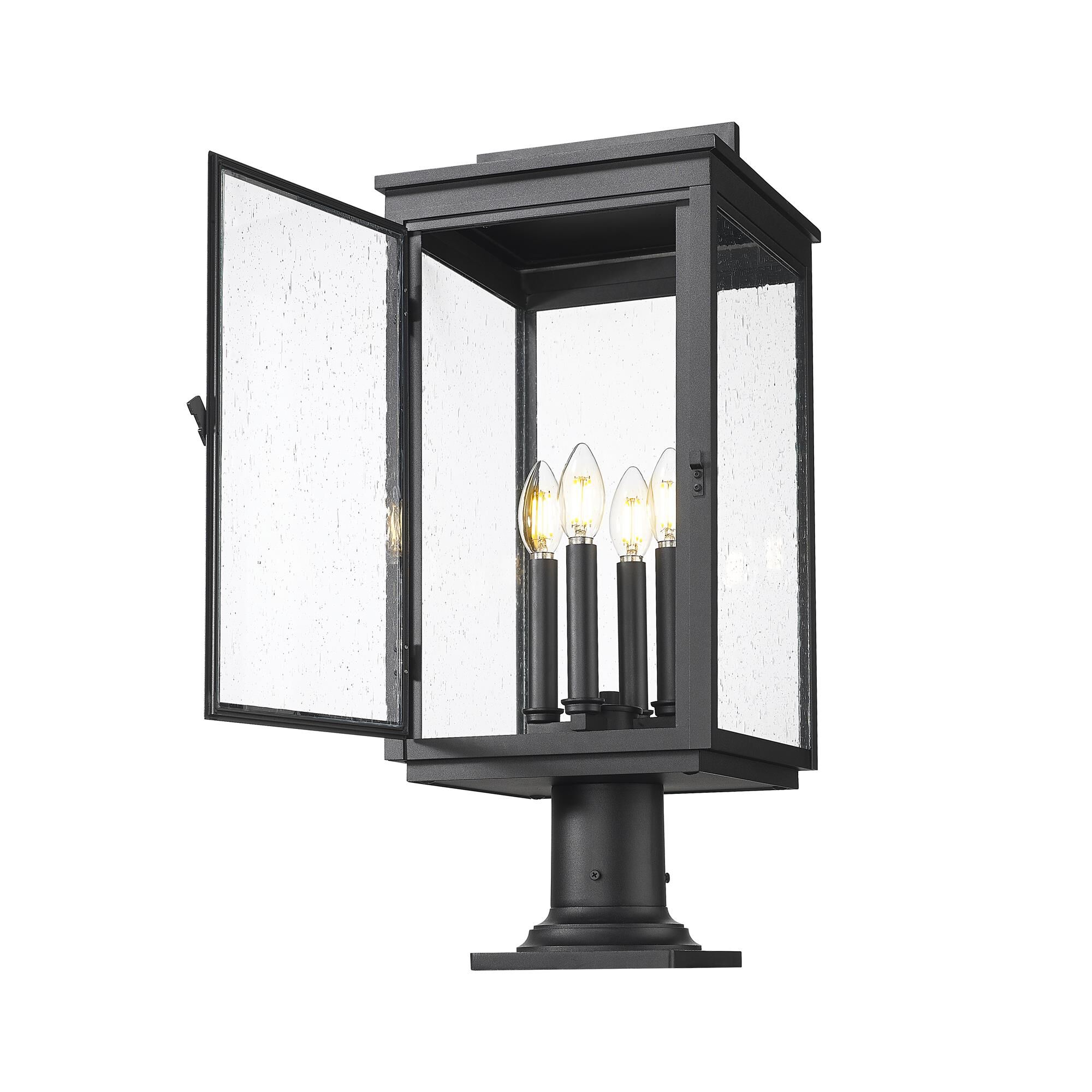 Shown in Sand Black finish and Clear Seedy glass and Clear Seedy shade