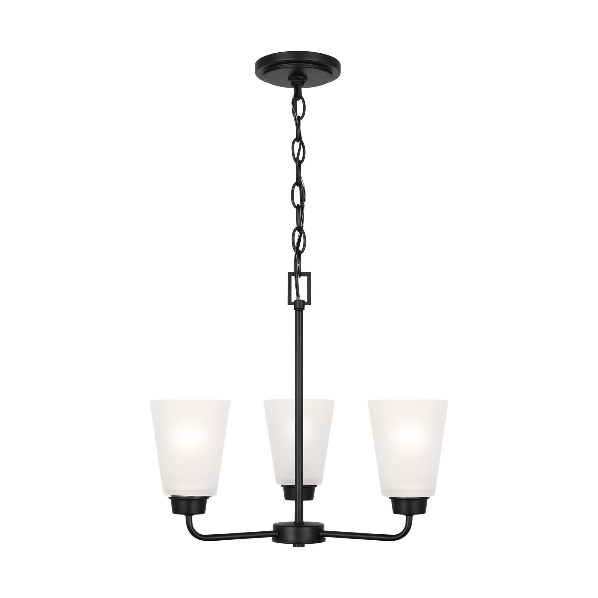 Shown in Midnight Black finish and Satin Etched Glass s shade