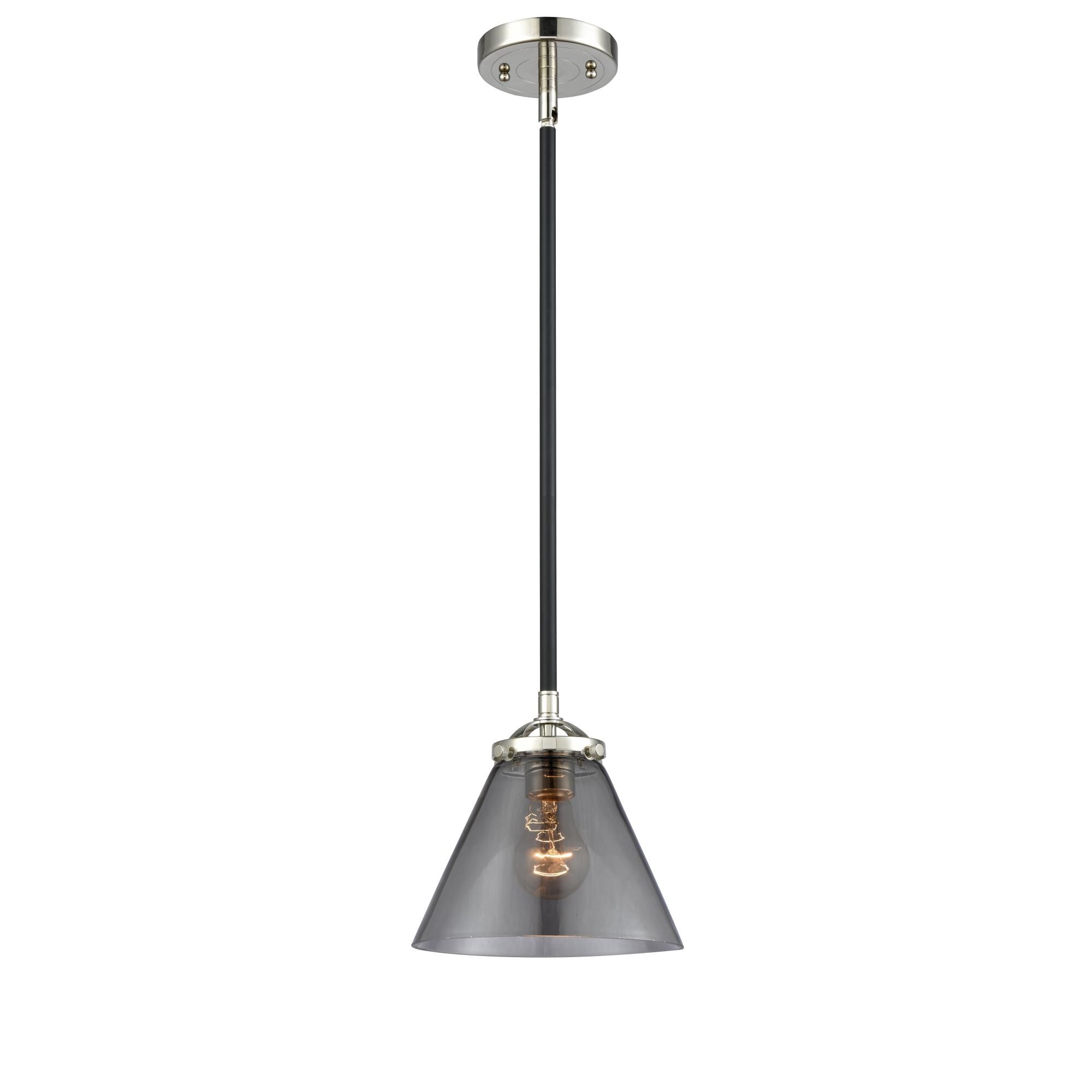 Shown in Black Polished Nickel finish and Smoked glass