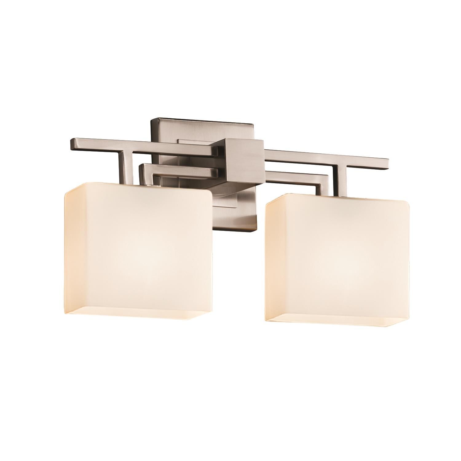 Shown in Brushed Nickel finish and Artisan glass and Opal shade and Rectangle accent