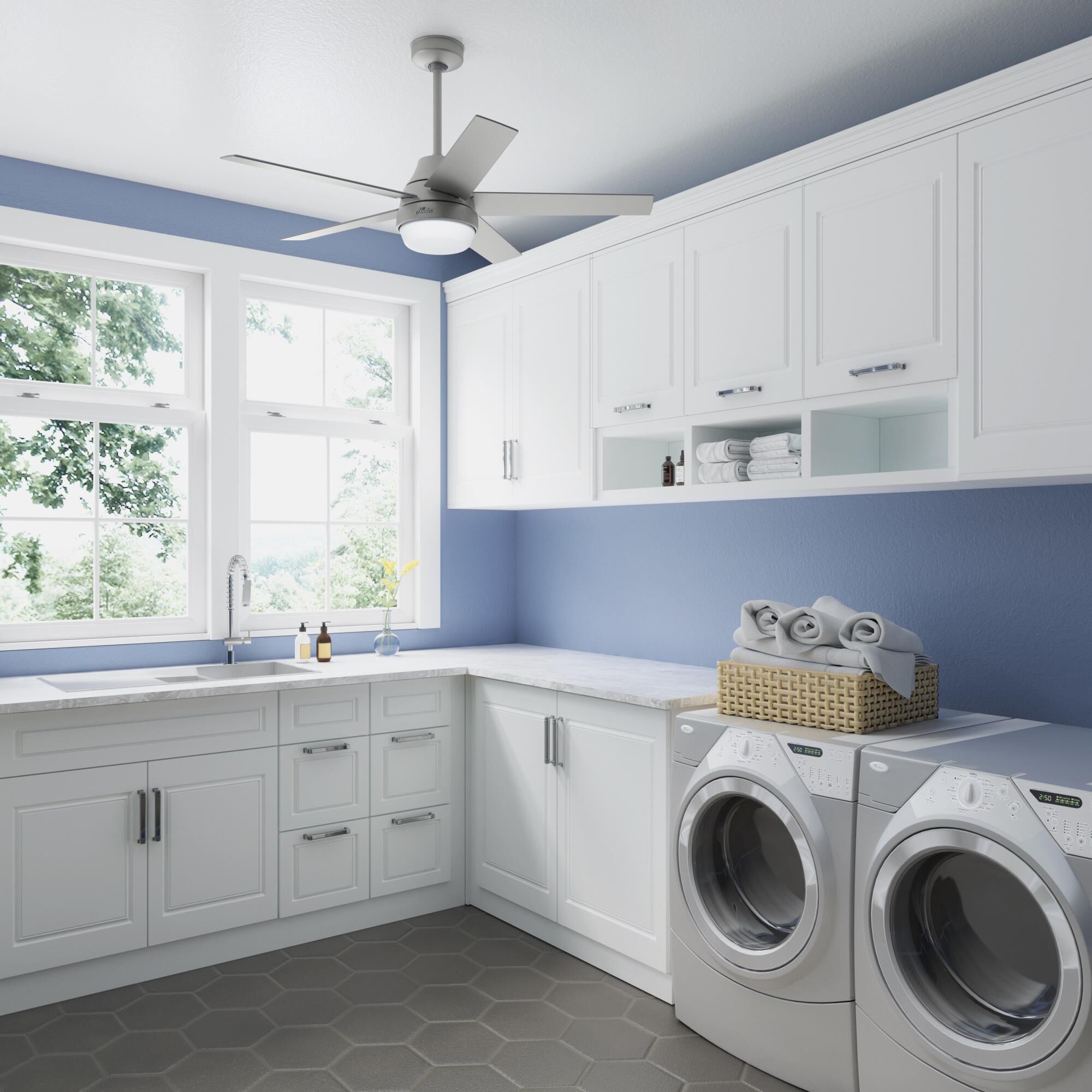 Shown in Matte Silver finish and Painted Cased White glass