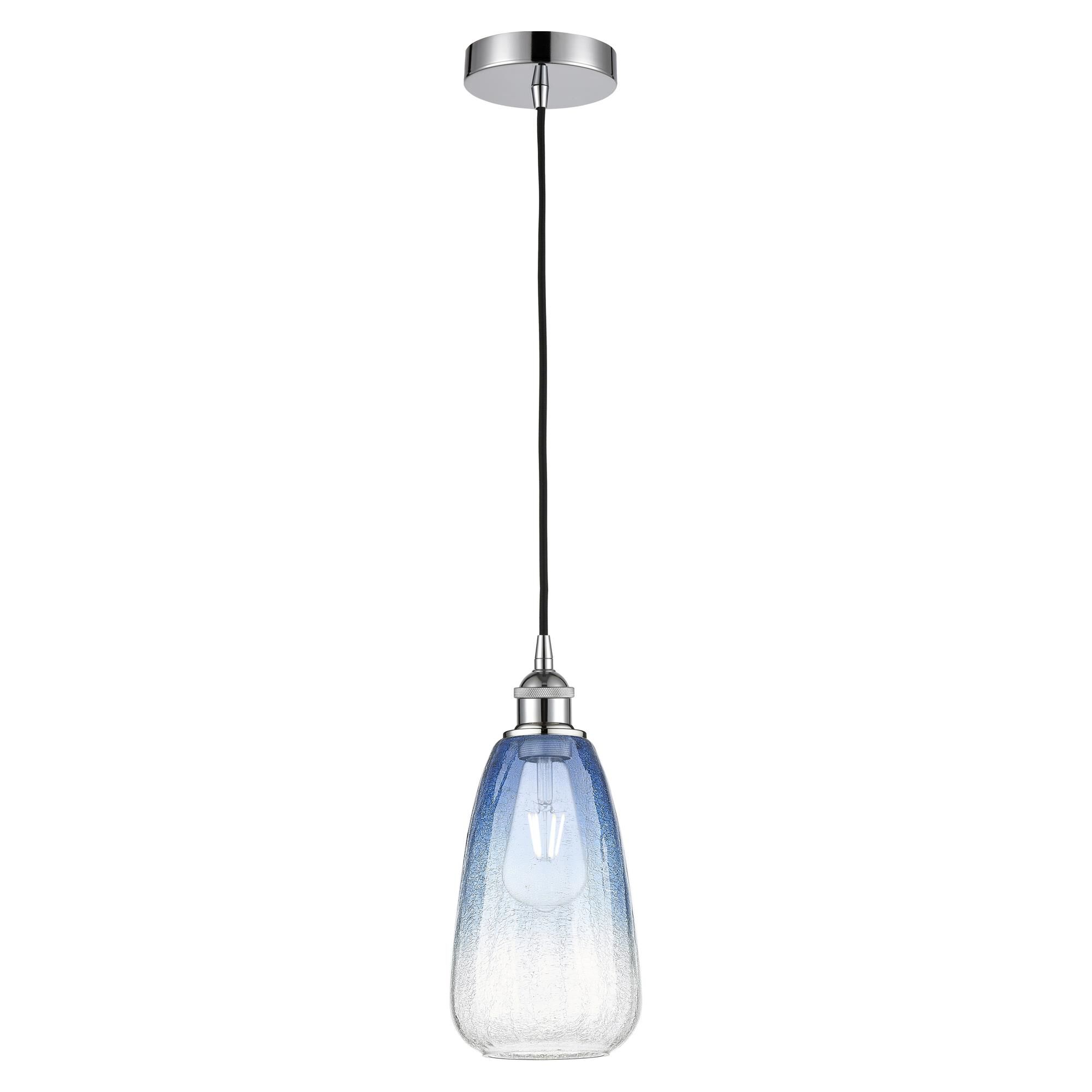 Shown in Polished Chrome finish and Sapphire Blue glass
