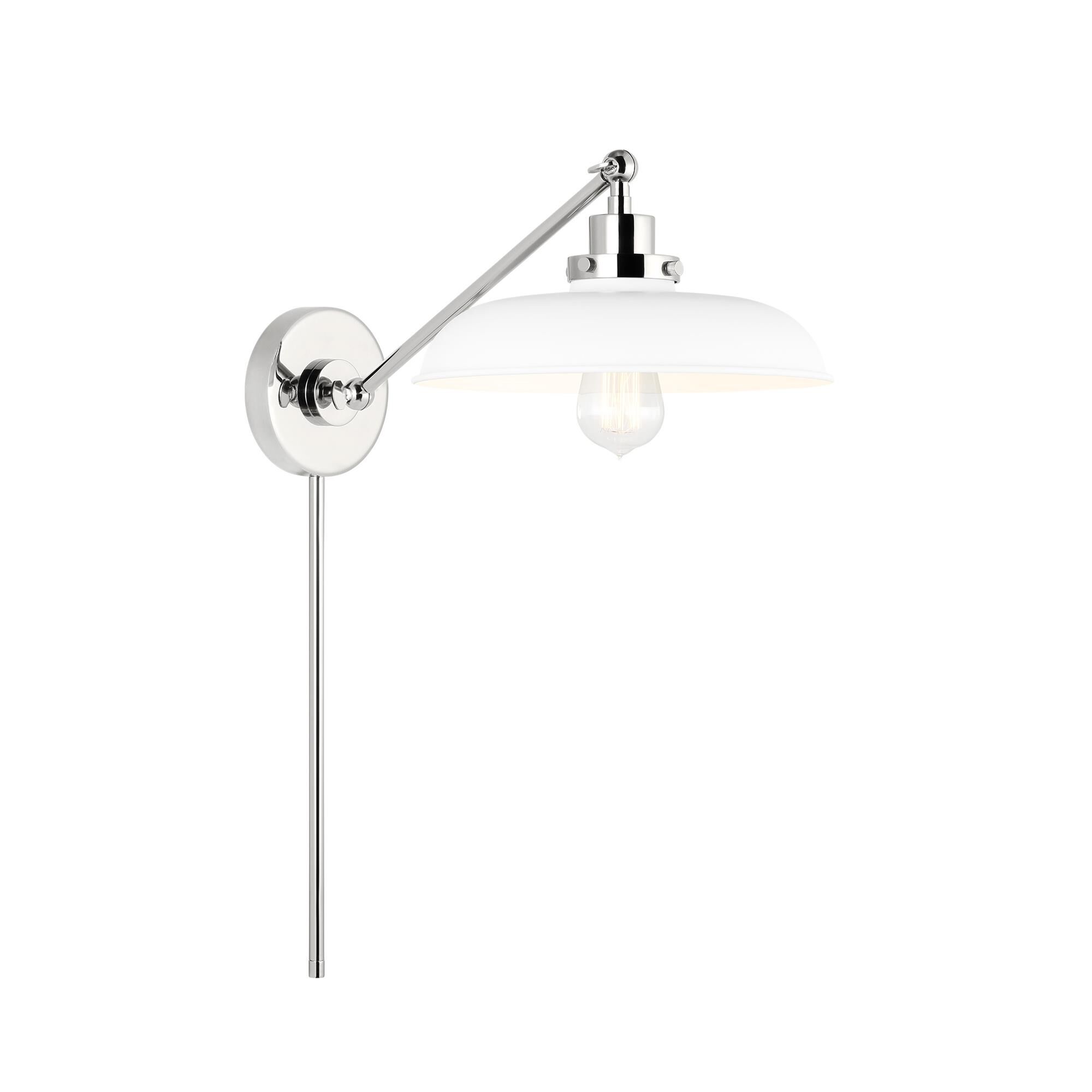 Shown in Matte White And Polished Nickel finish and Matte White Steel shade