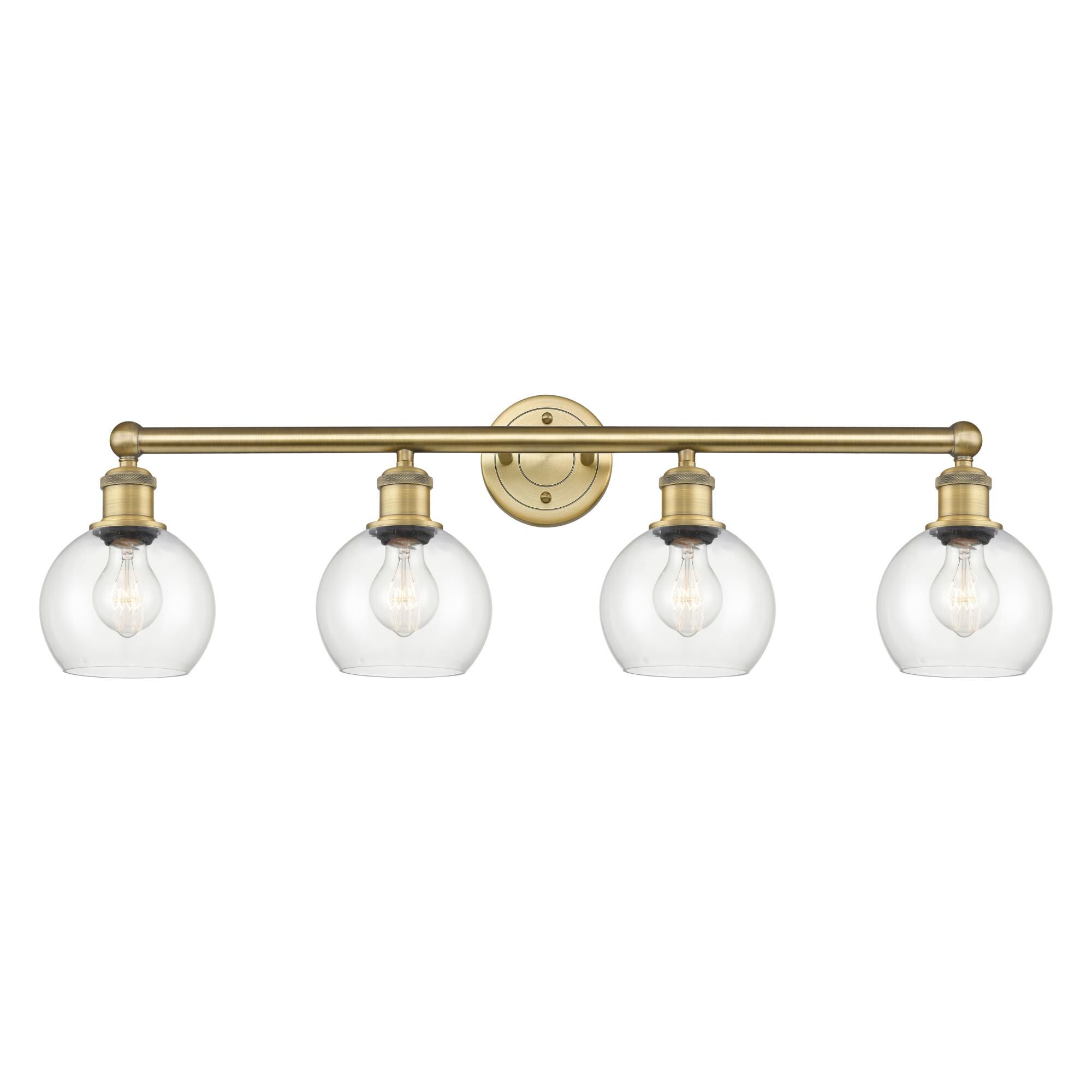 Shown in Brushed Brass finish and Clear glass