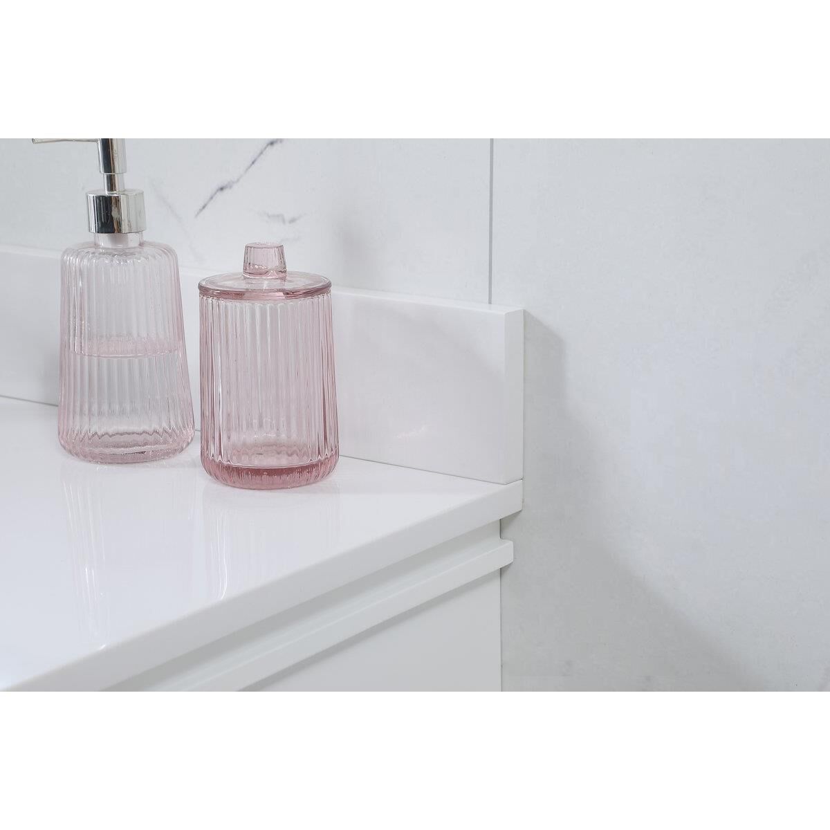 Shown in White finish and Backsplash accent