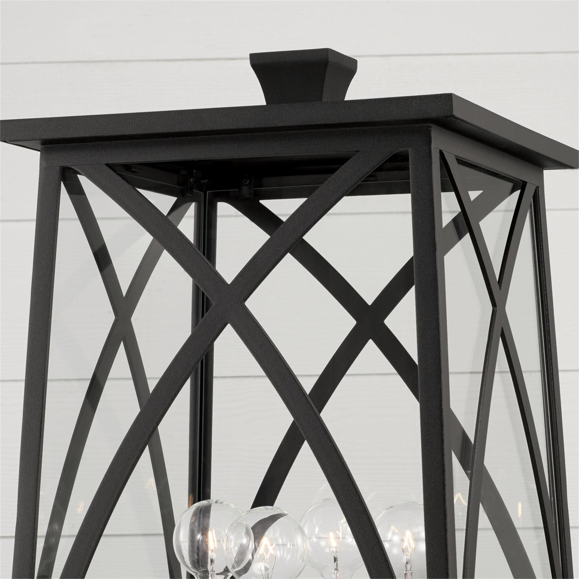 Shown in Black finish and Clear glass