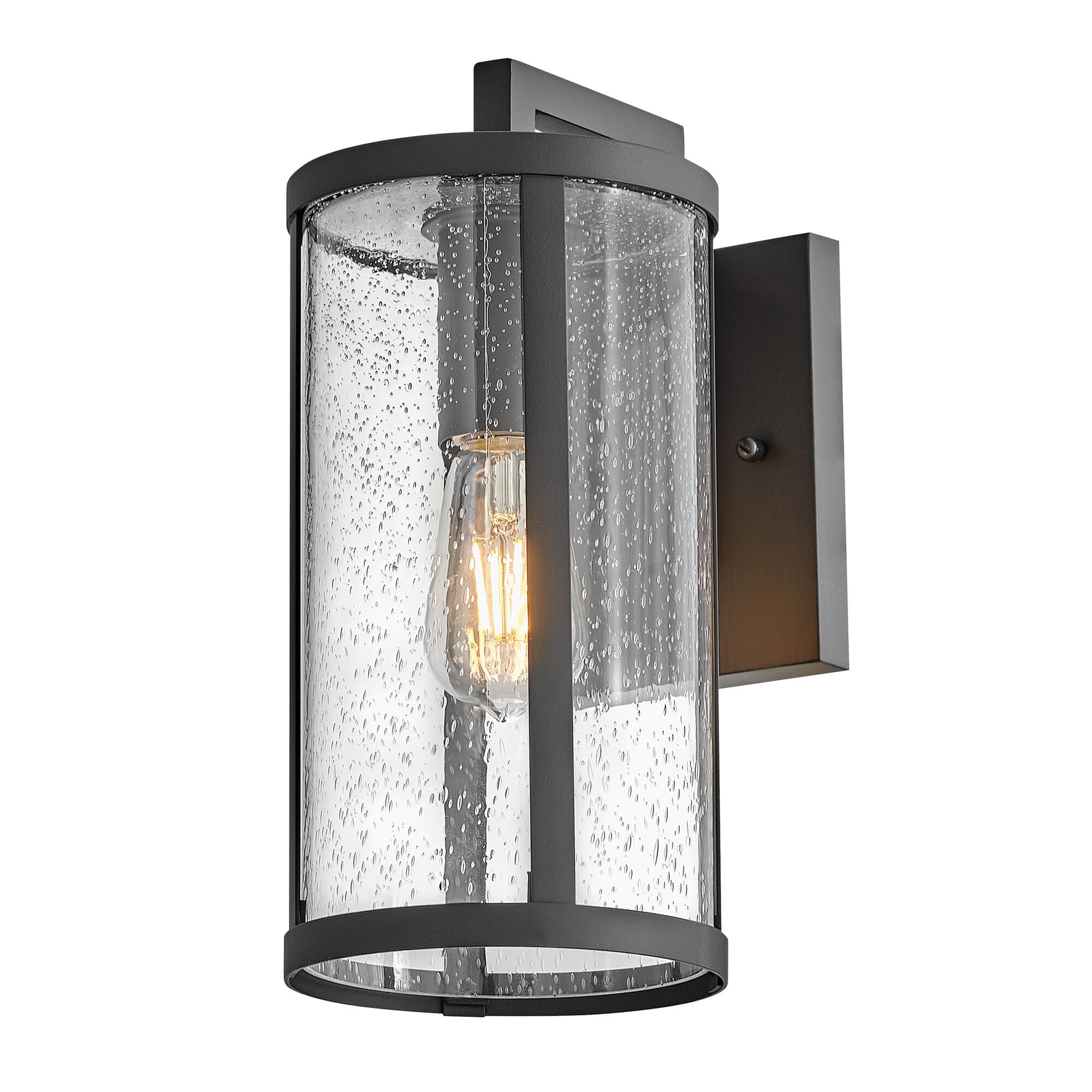 Shown in Black finish and Clear Seedy glass